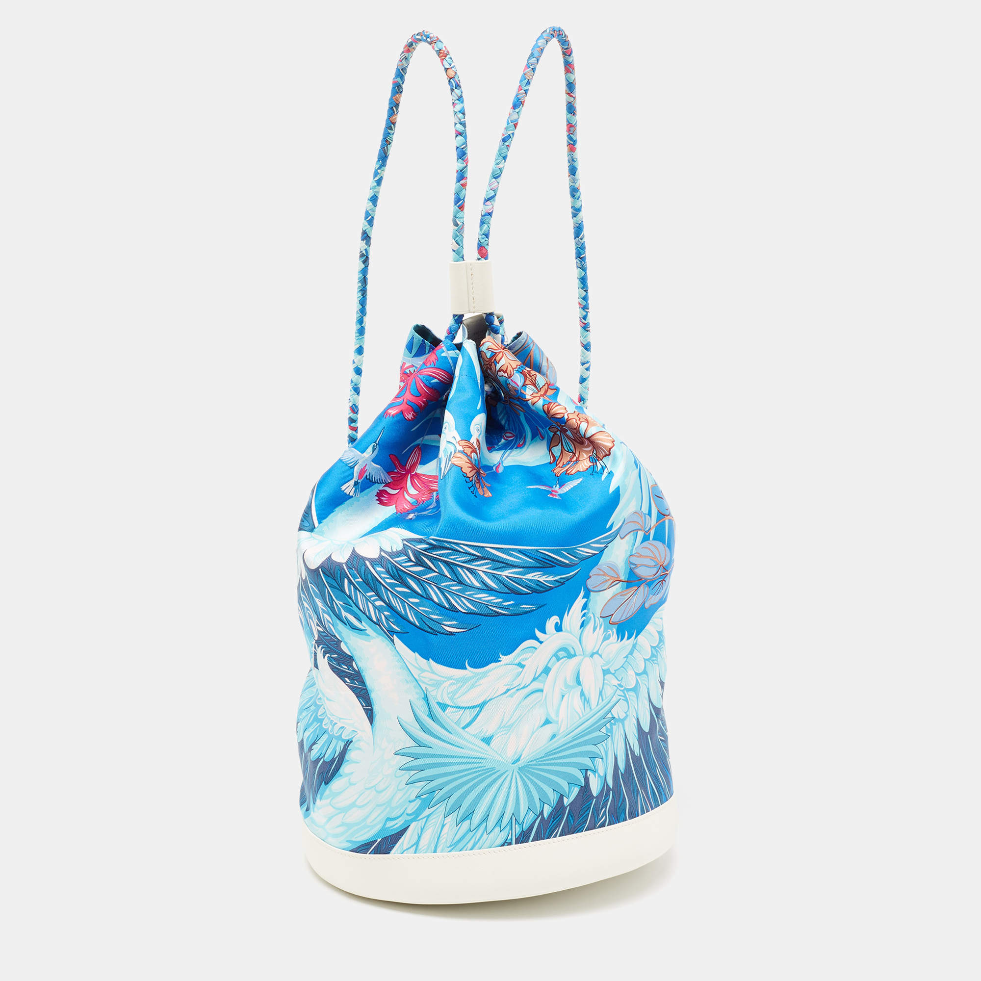 Hermes Multicolor Silk Blend and Leather Soie Cool Bag