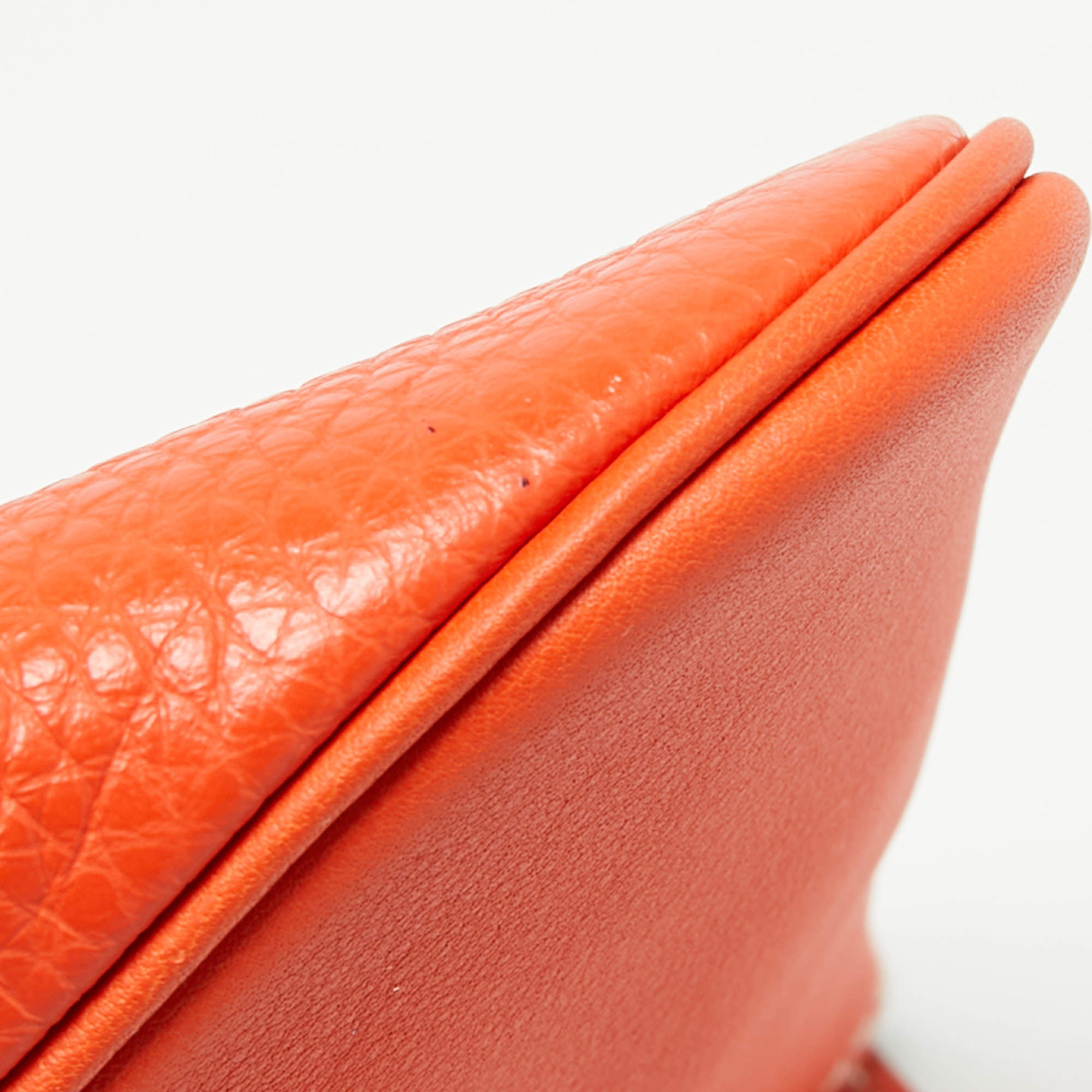 Hermes Orange Poppy Clemence and Swift Leather Virevolte Clutch