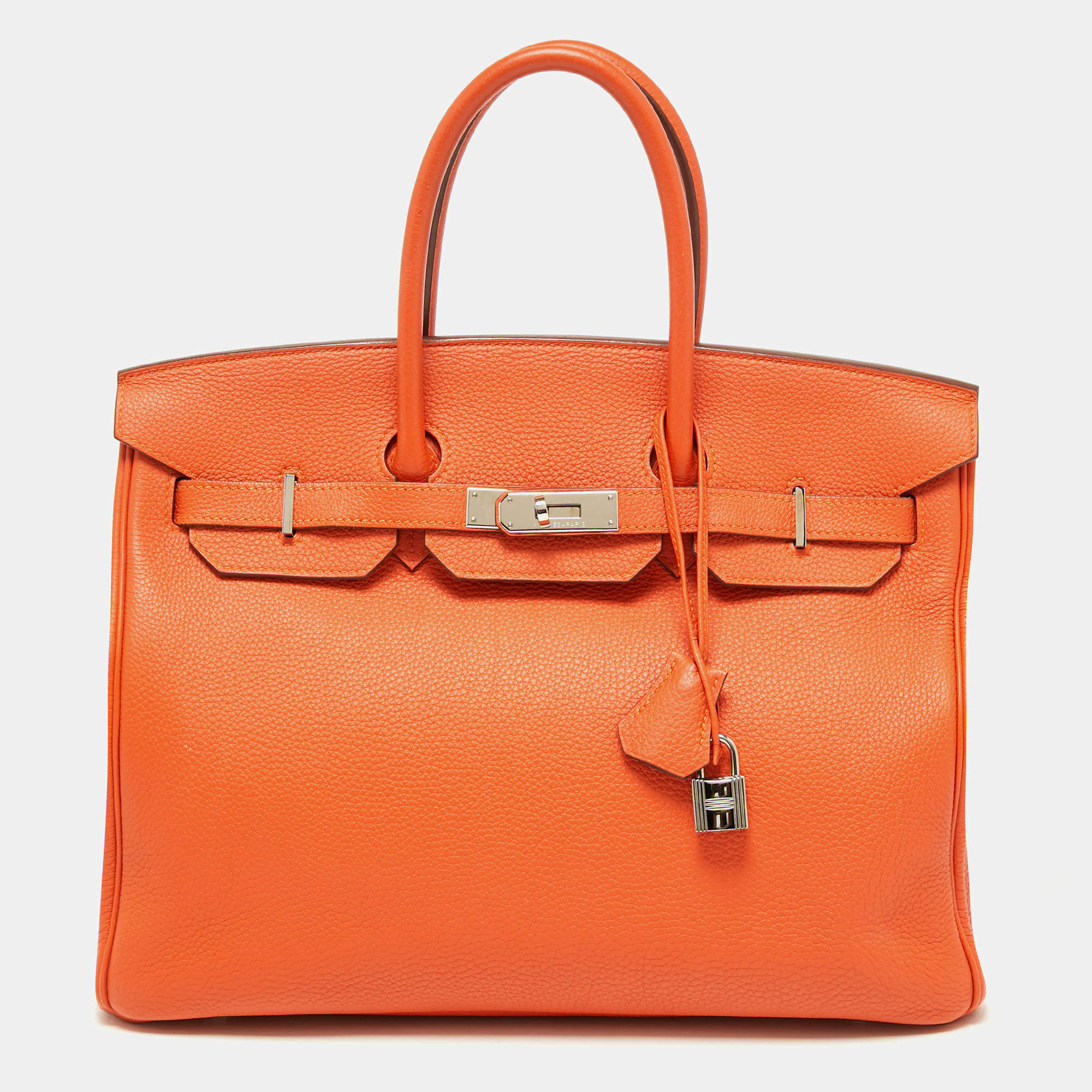 Hermès  Feu Togo Leather Palladium Finish Birkin 35 Bag