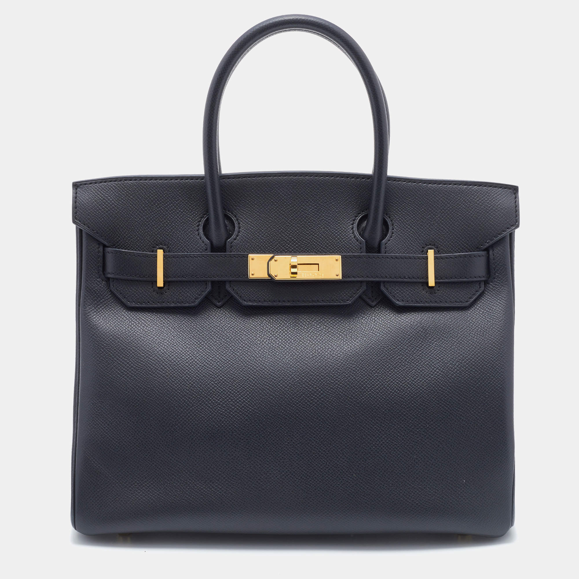 Hermes Black Epsom Leather Gold Finished Birkin 30 Bag