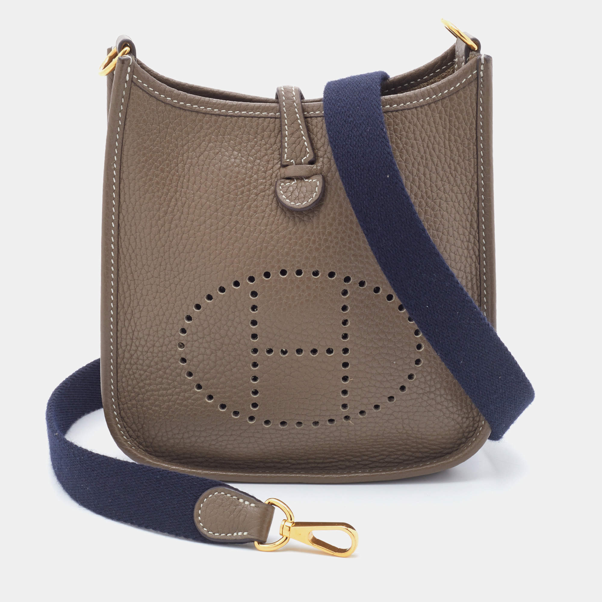 Hermes Etoupe Clemence Leather Evelyne TPM Bag