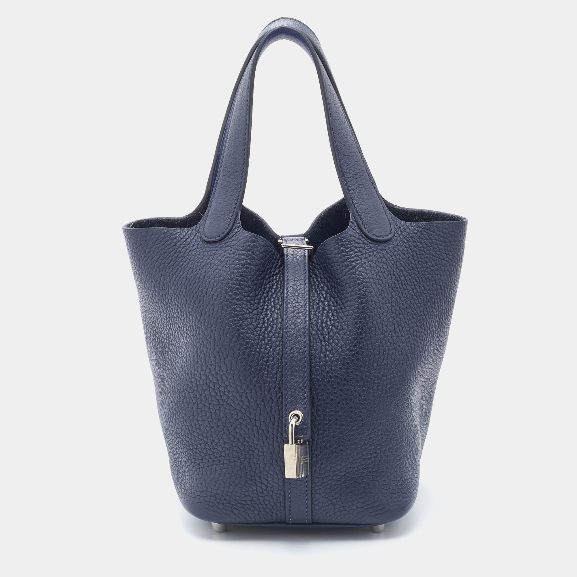 Pre Owned Hermes Bleu Nuit/Bleu Encre Togo Leather Picotin Lock 18 Bag