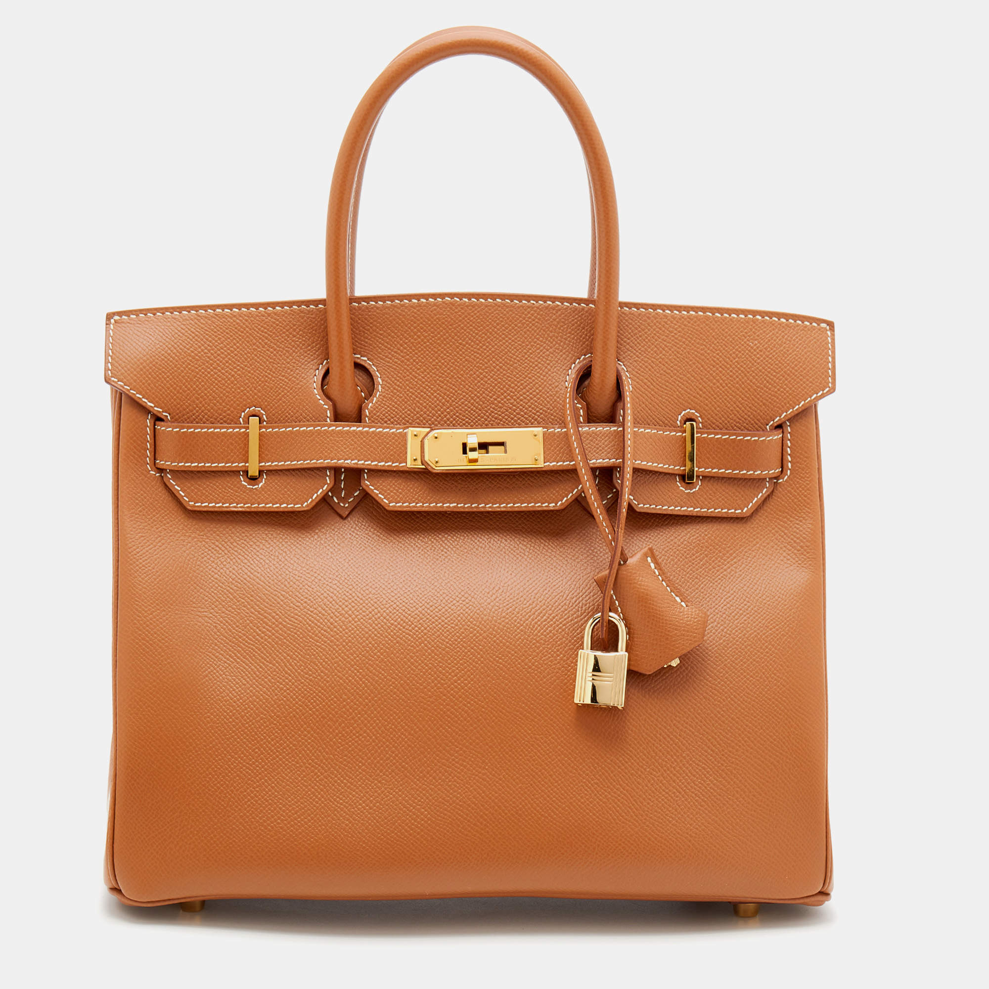 Hermes Gold Epsom Leather Gold Hardware Birkin 30 Bag