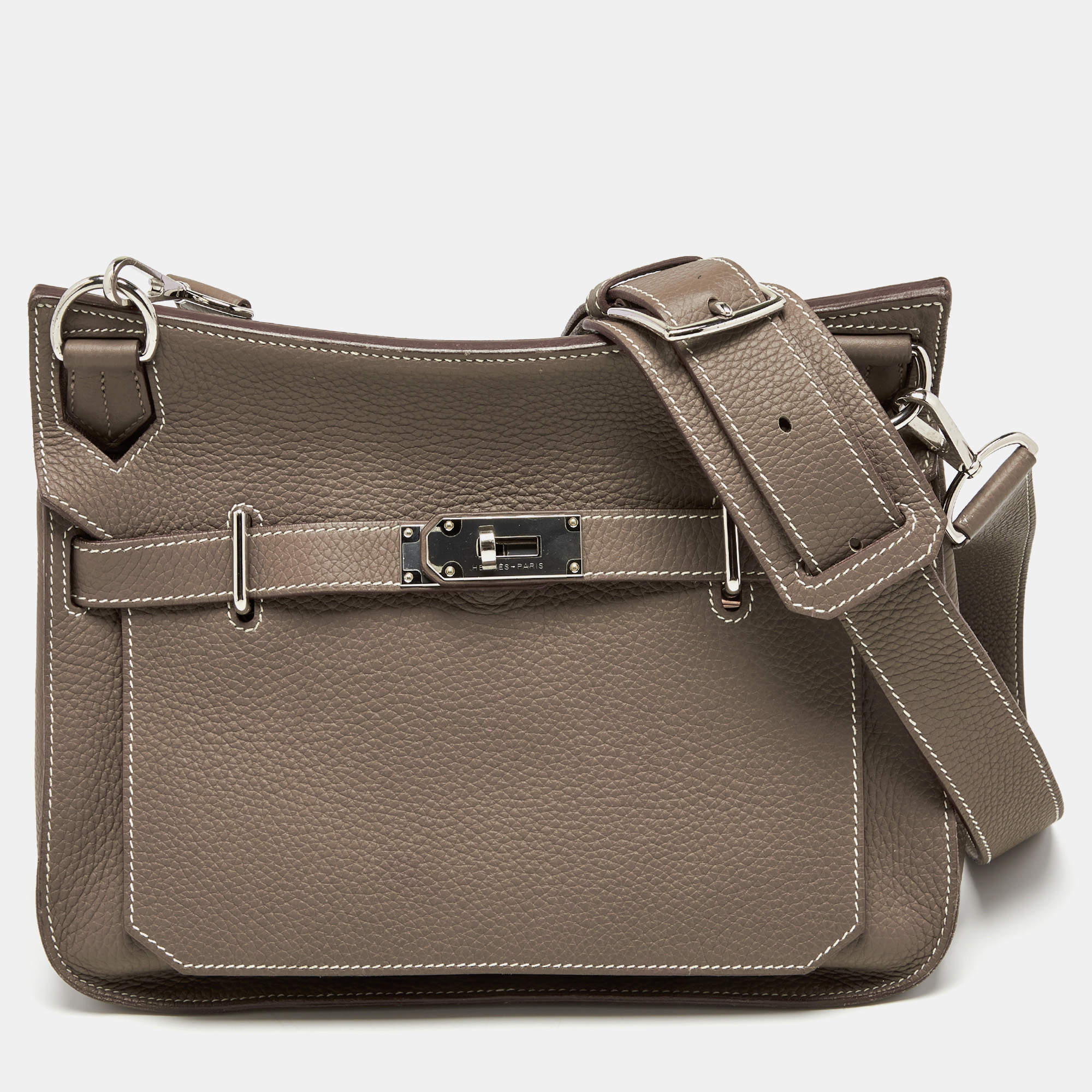 Pre Owned Hermes Etoupe Taurillon Clemence Leather Palladium Hardware Jypsiere 31 Bag