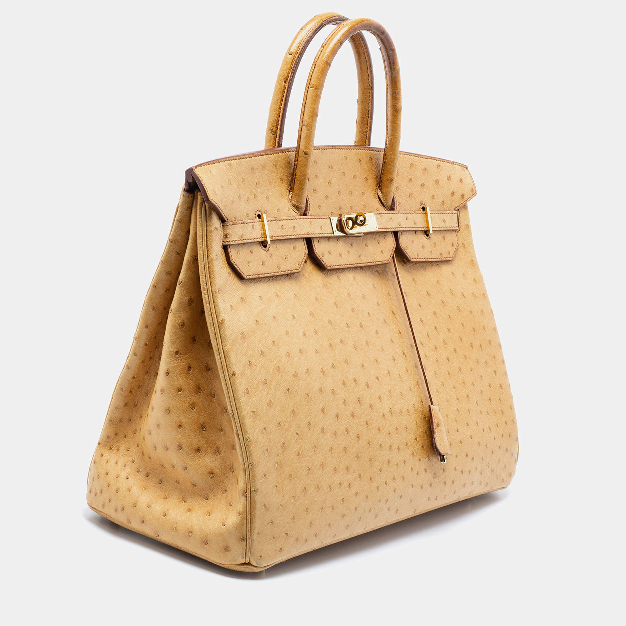 Hermès Birkin 40 cm Handbag in Gold Ostrich Leather