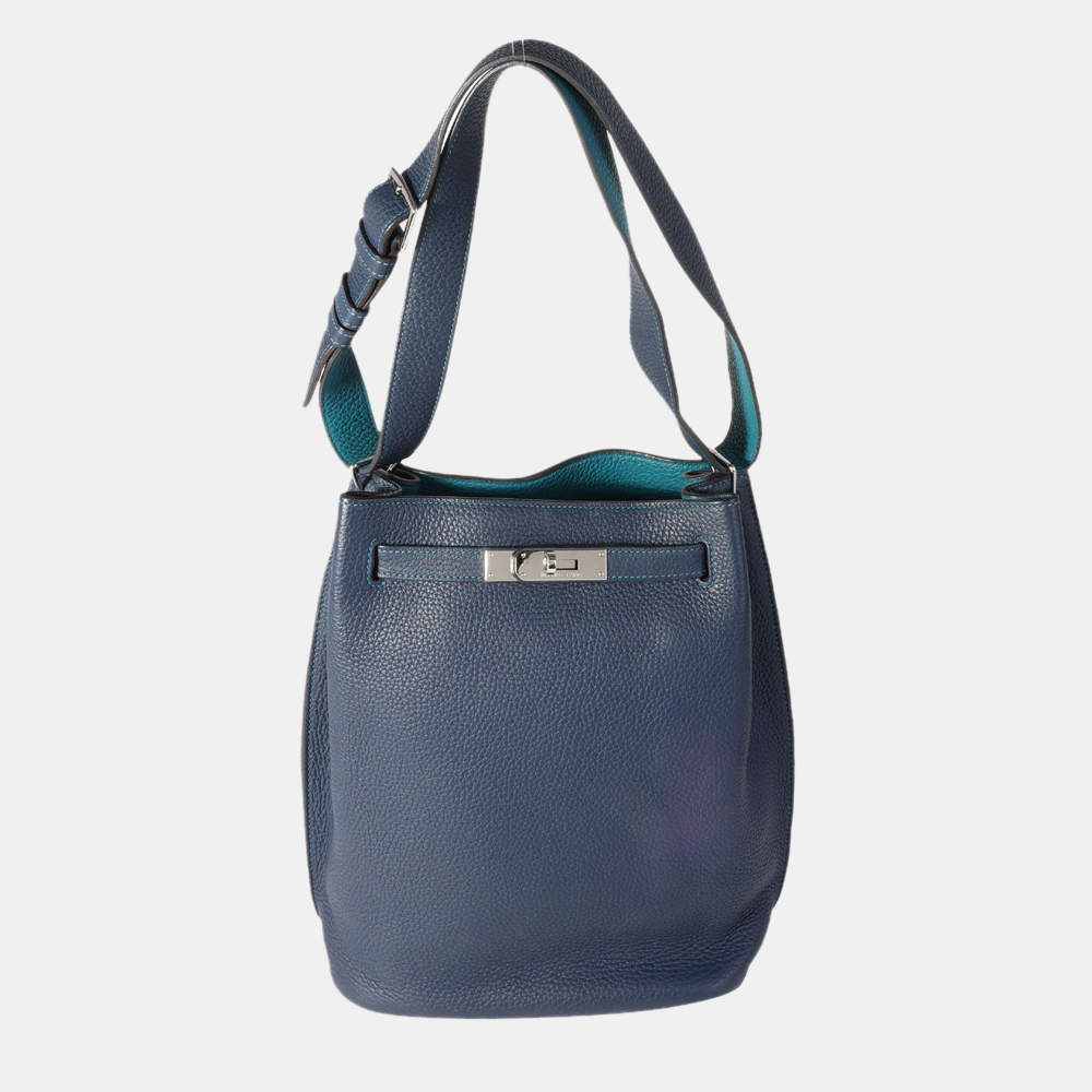 مملوكة مسبقًا Hermes Verso Bleu De Presse & Bleu Paon Togo So Kelly 22 PHW