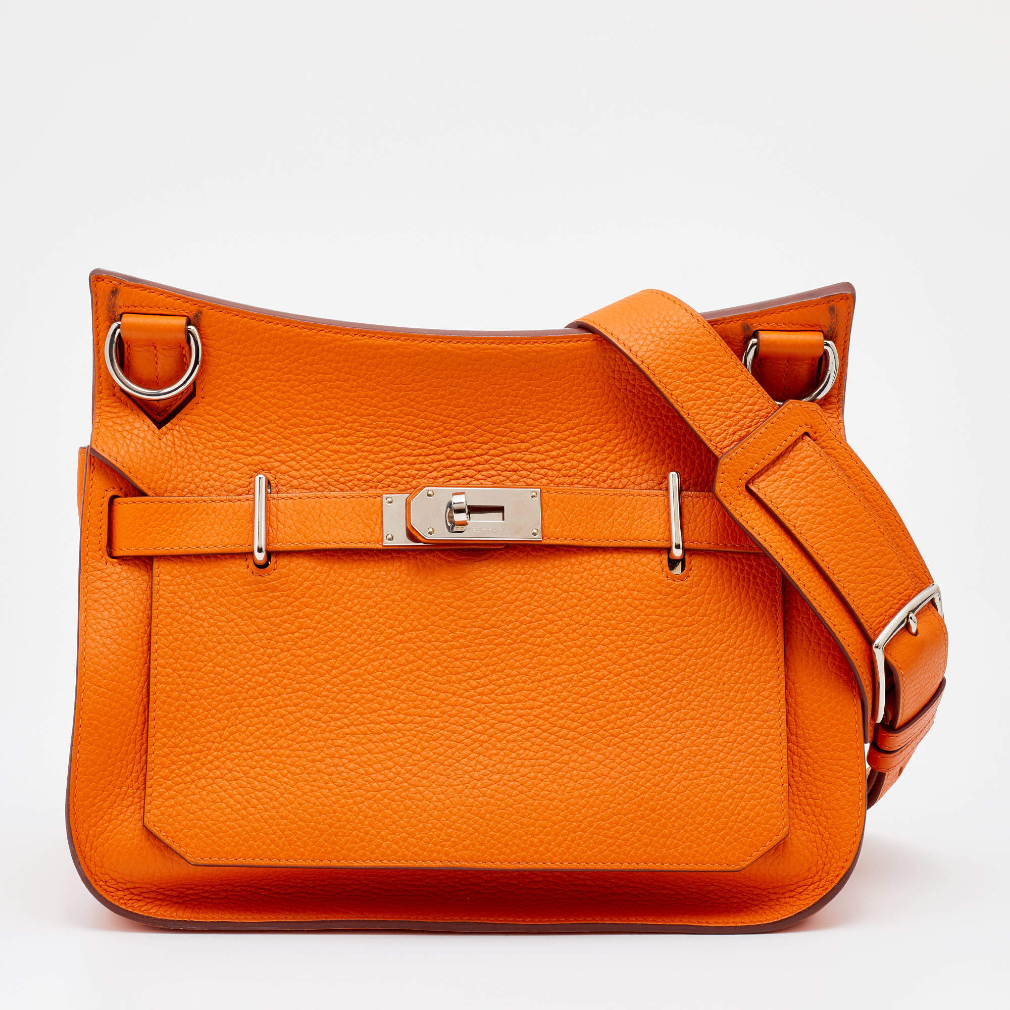 Pre Owned Hermès Orange Clemence Leather Jypsiere 31 Bag