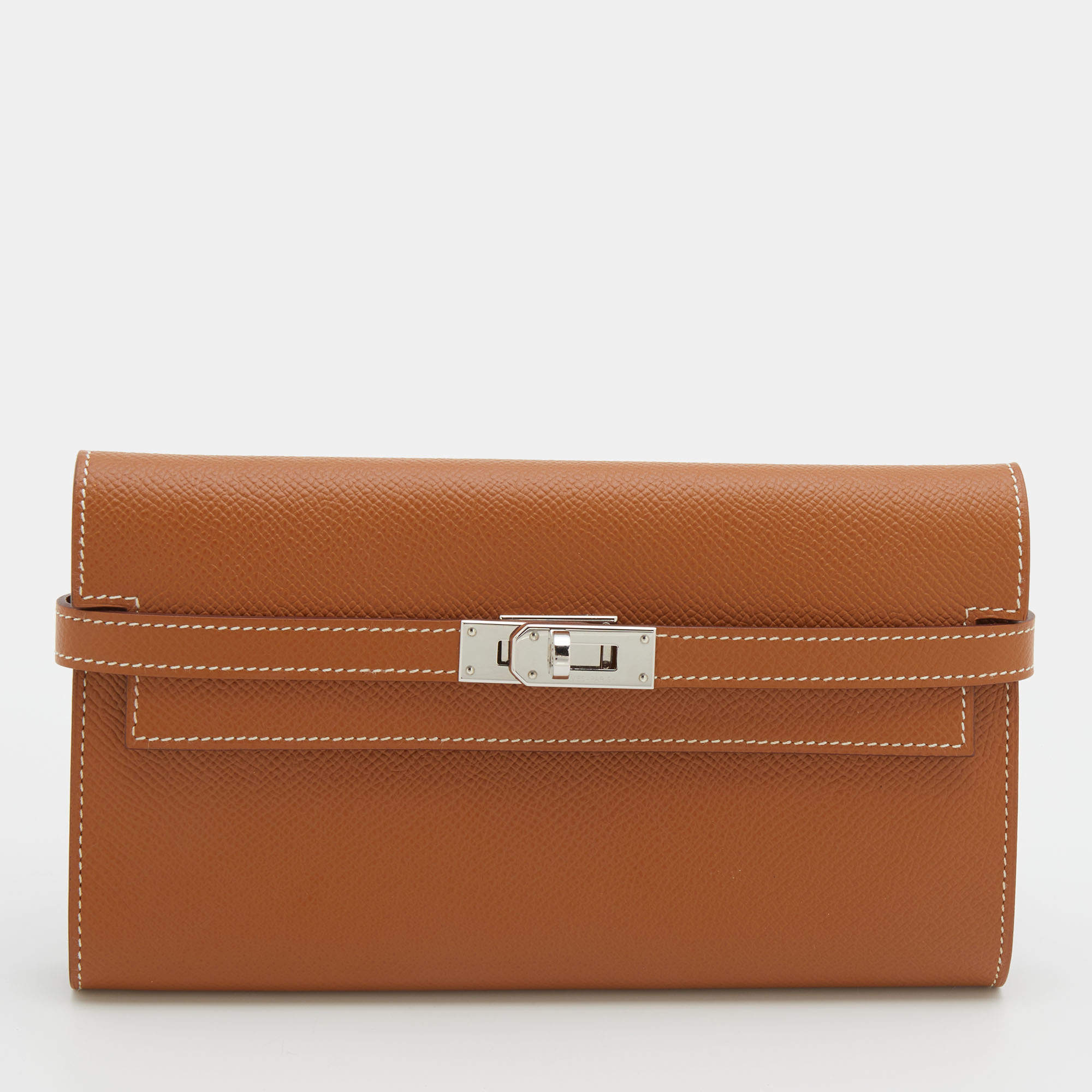 Hermes Gold Epsom Leather Kelly Classic Wallet