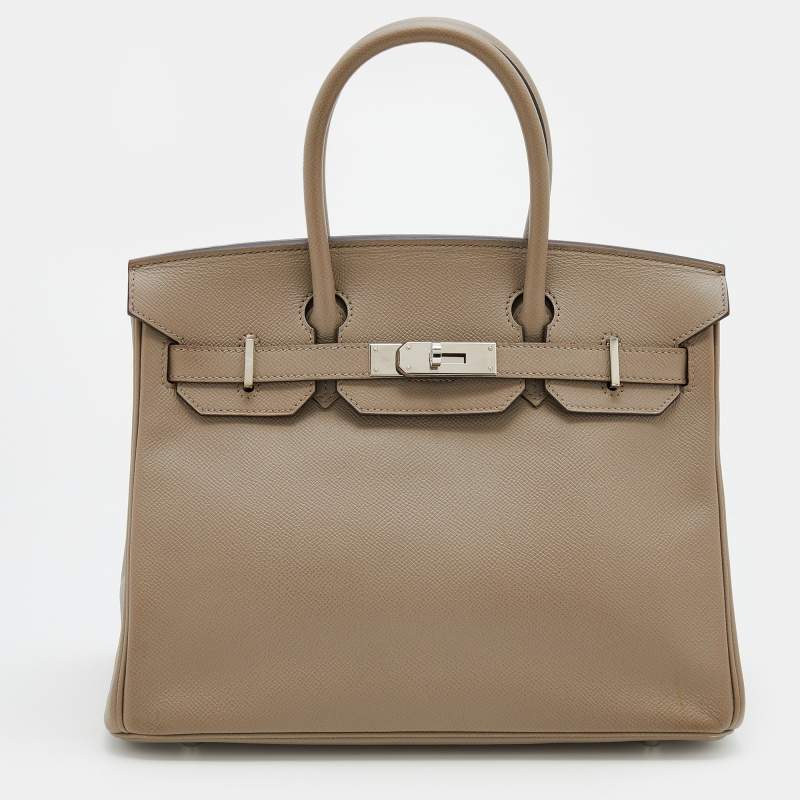 Hermes Craie Epsom Leather Palladium Plated Birkin 30 Bag
