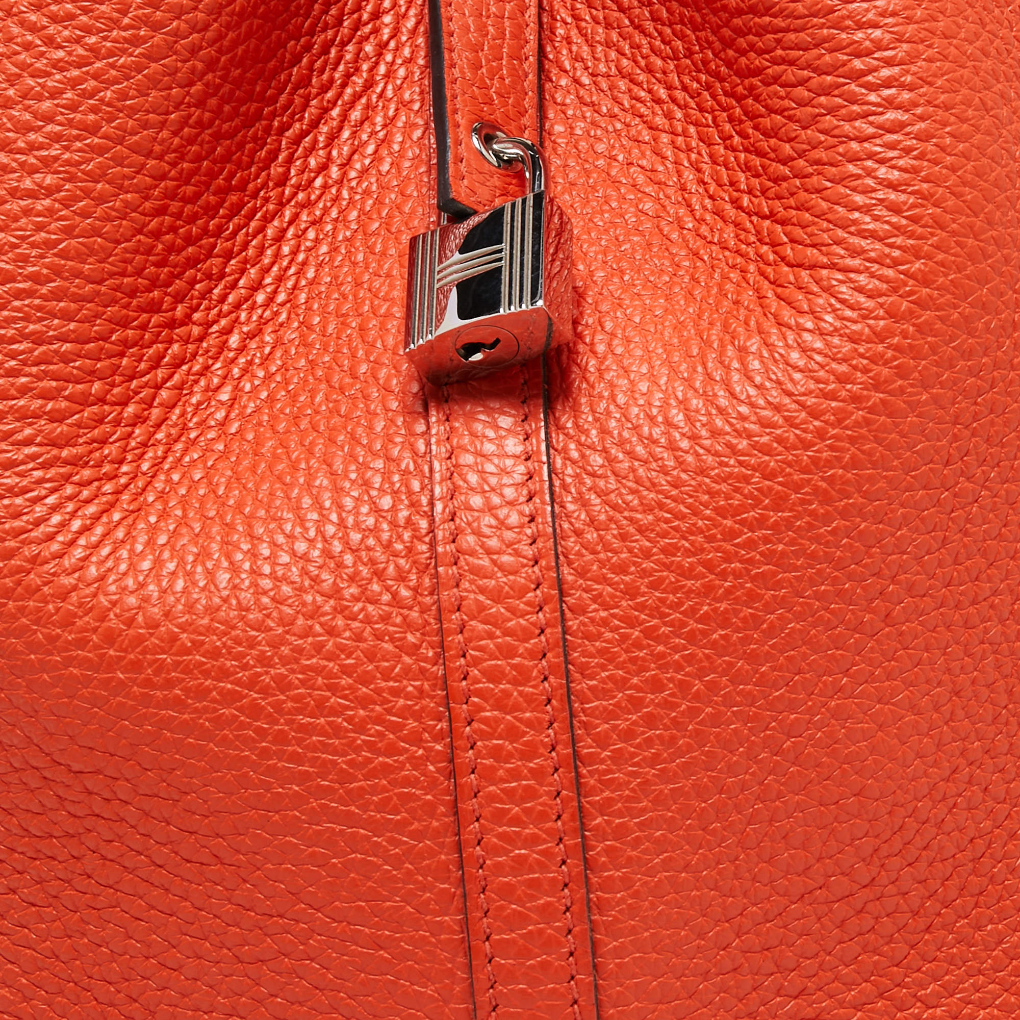 HERMES PICOTIN LOCK MM Clemence leather Orange □P Engraving Hand