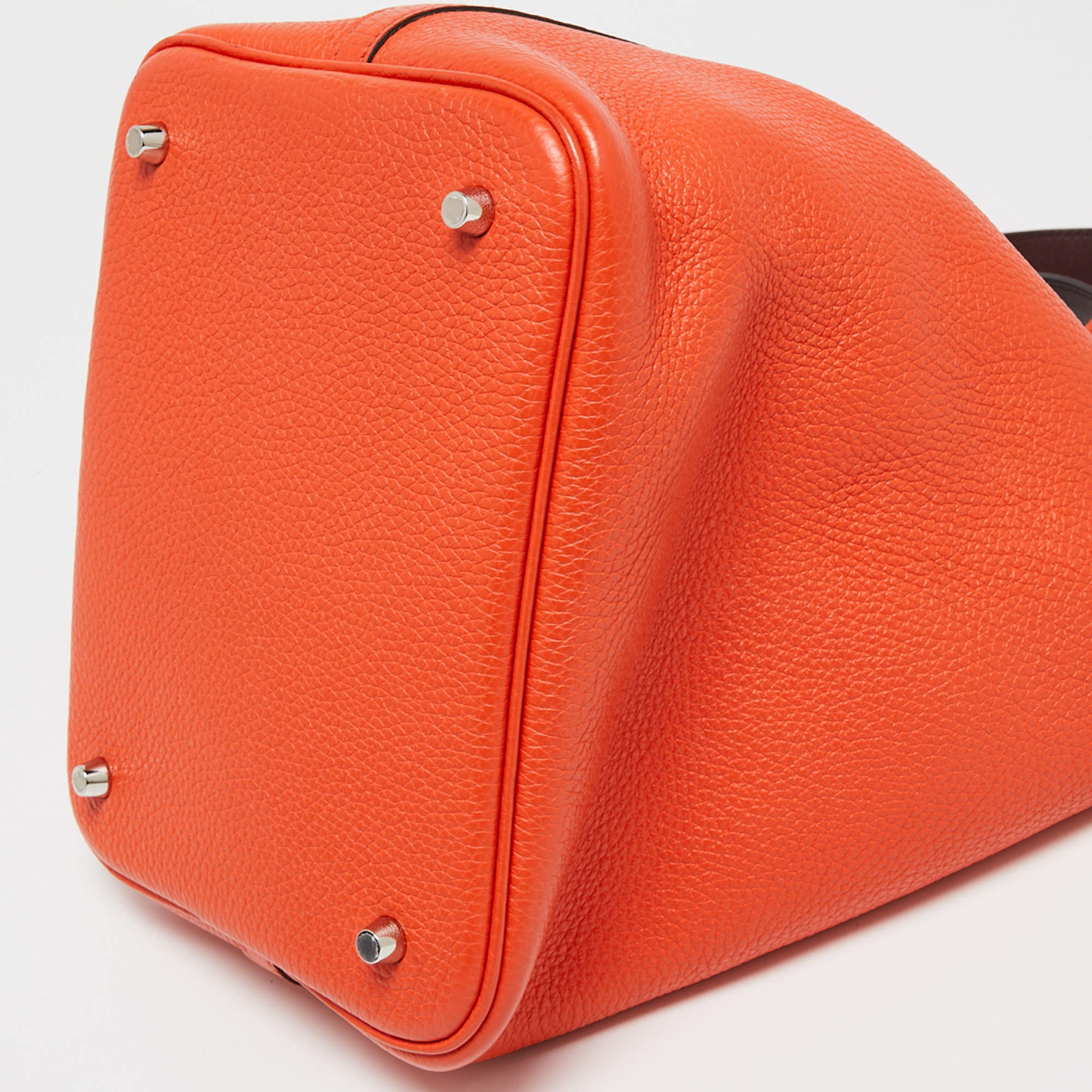 HERMES PICOTIN LOCK MM Clemence leather Orange □P Engraving Hand bag 5 –  BRANDSHOP-RESHINE