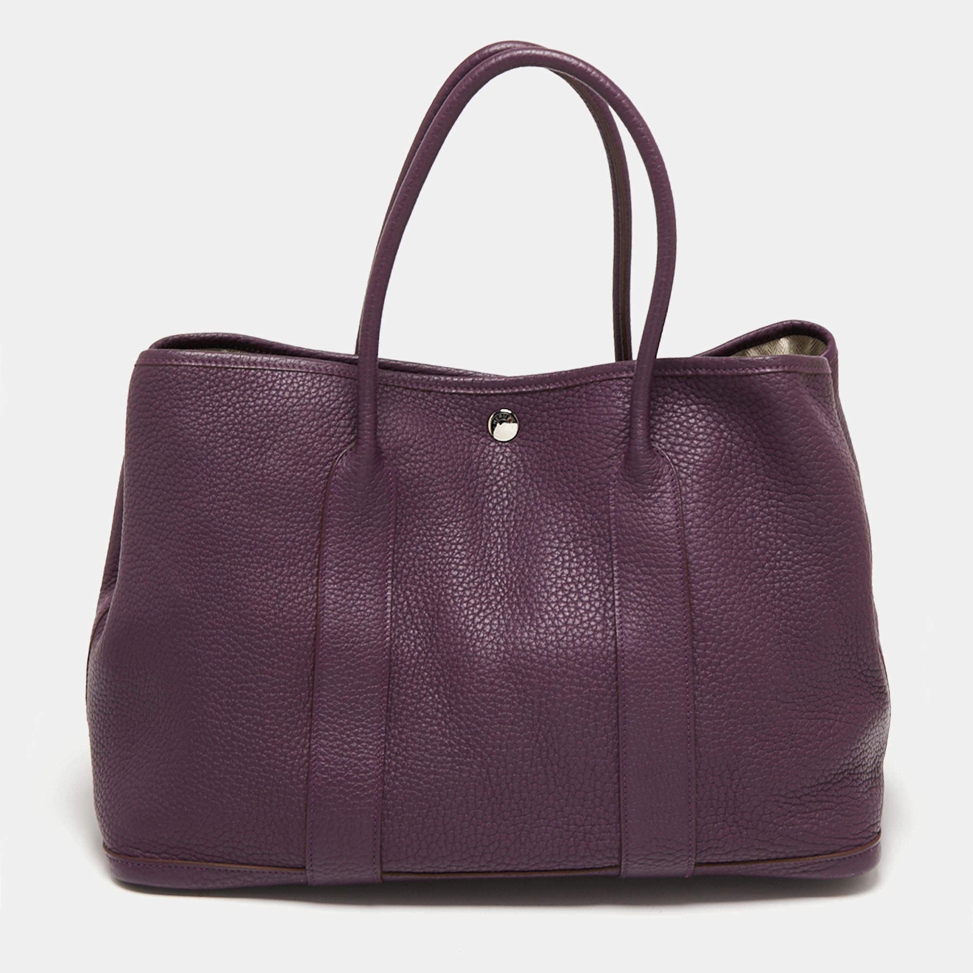 Pre Owned Hermes Cassis Negonda Leather Garden Party 36 Bag