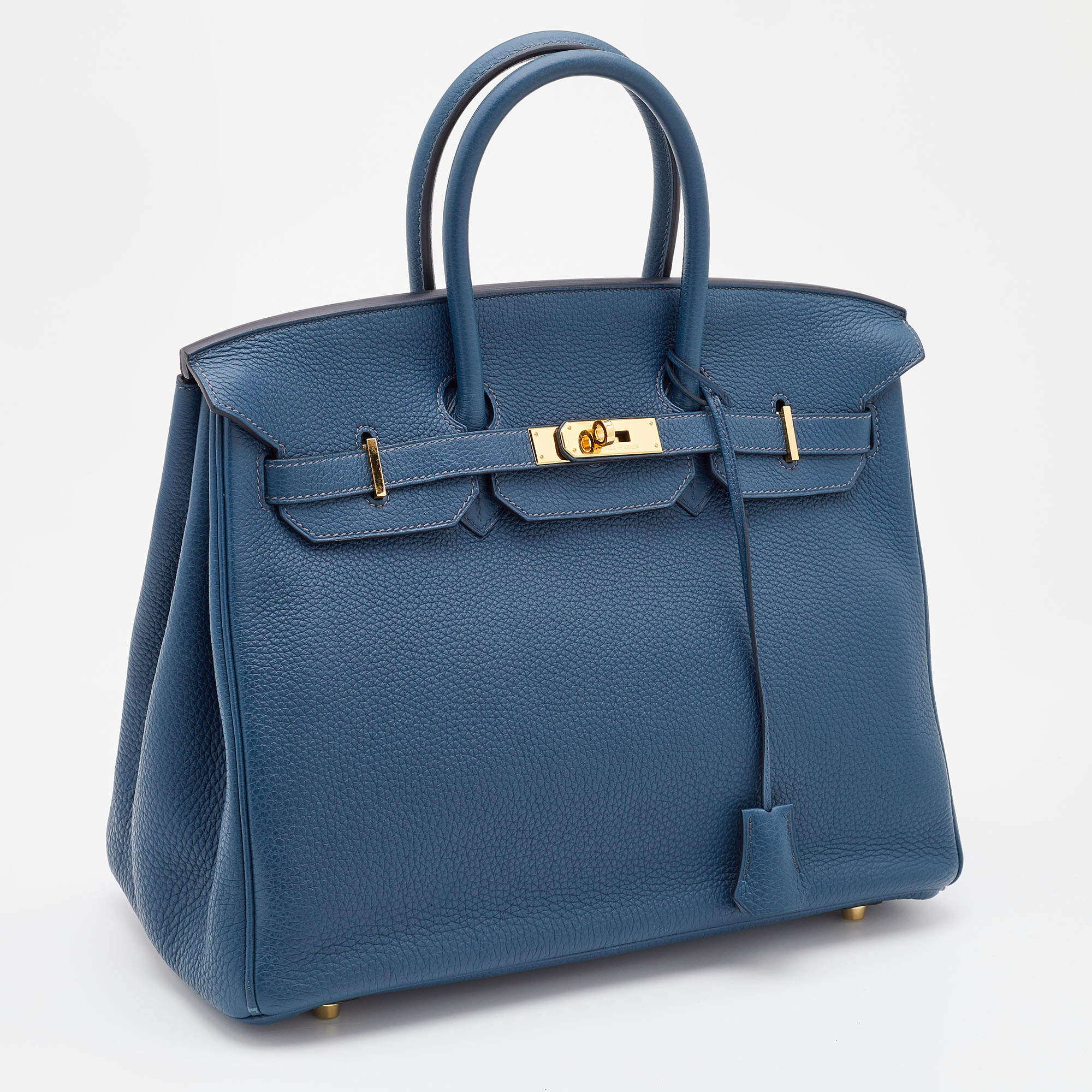 Hermès Bleu De Prusse Togo Leather Gold Plated Birkin 35 Bag