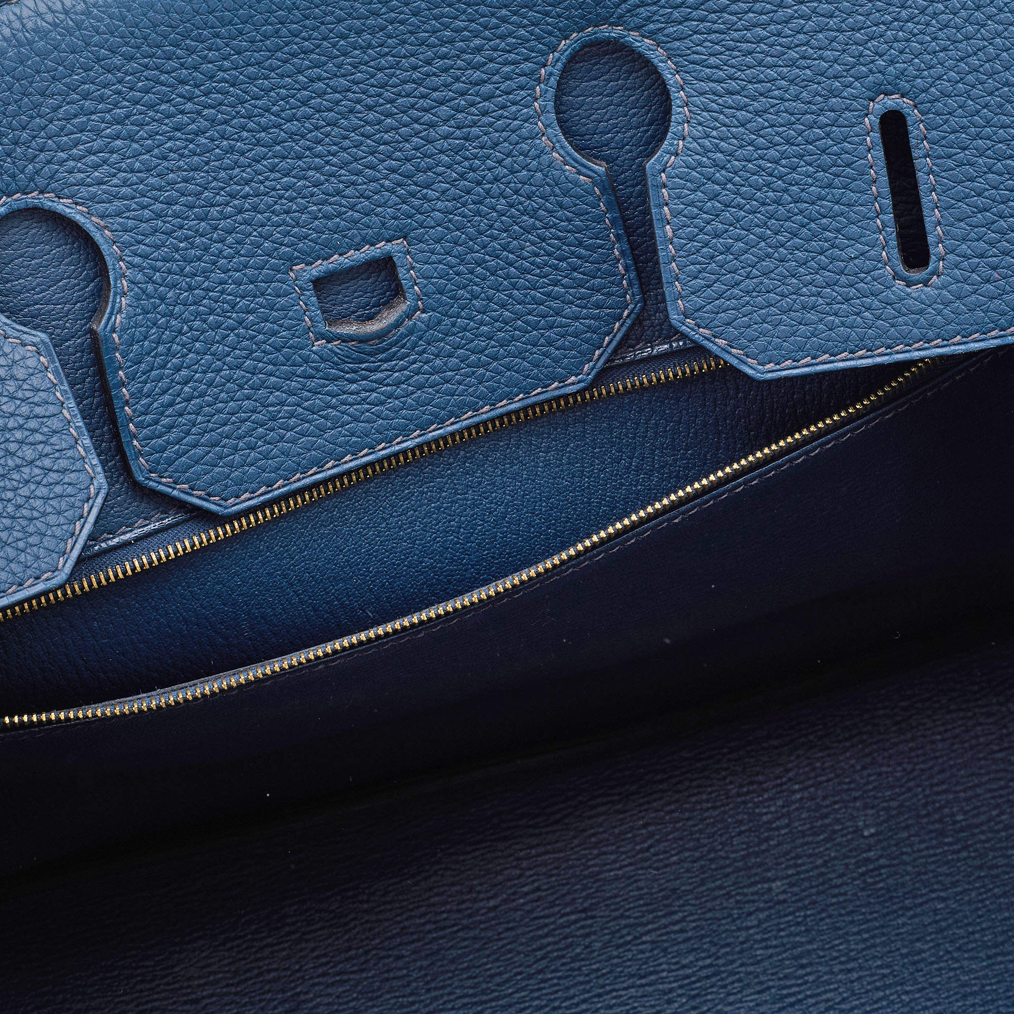 Hermès Bleu De Prusse Togo Leather Gold Plated Birkin 35 Bag