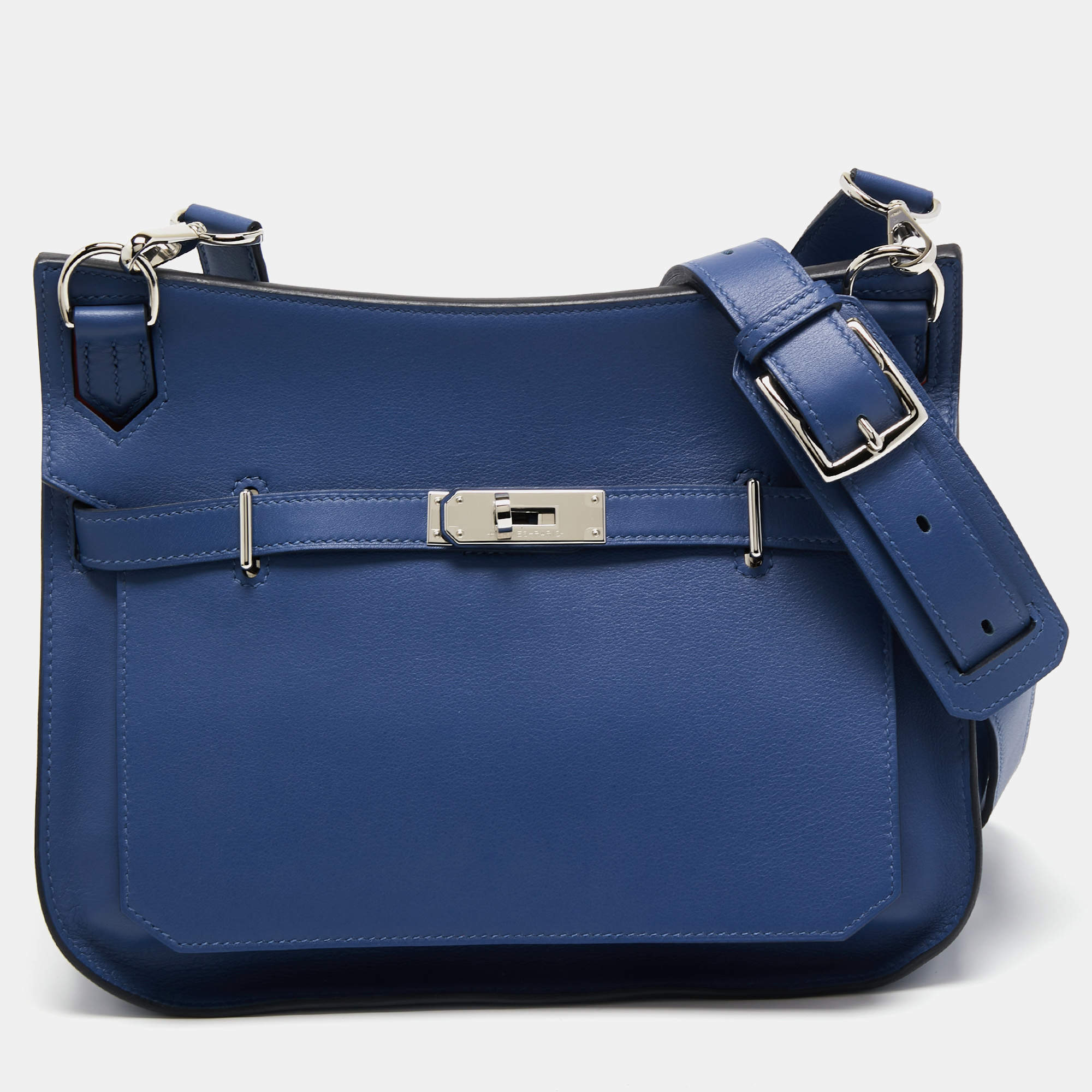 Pre Owned Hermès Blue Brighton/Capucine Swift Leather Palladium Finish Jypsiere 28 Bag