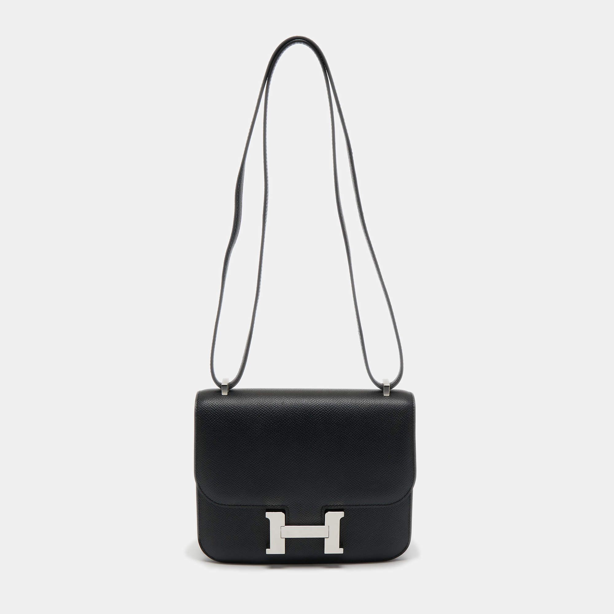 Pre Owned Hermès Black Epsom Leather Palladium Finish Constance 18 Bag
