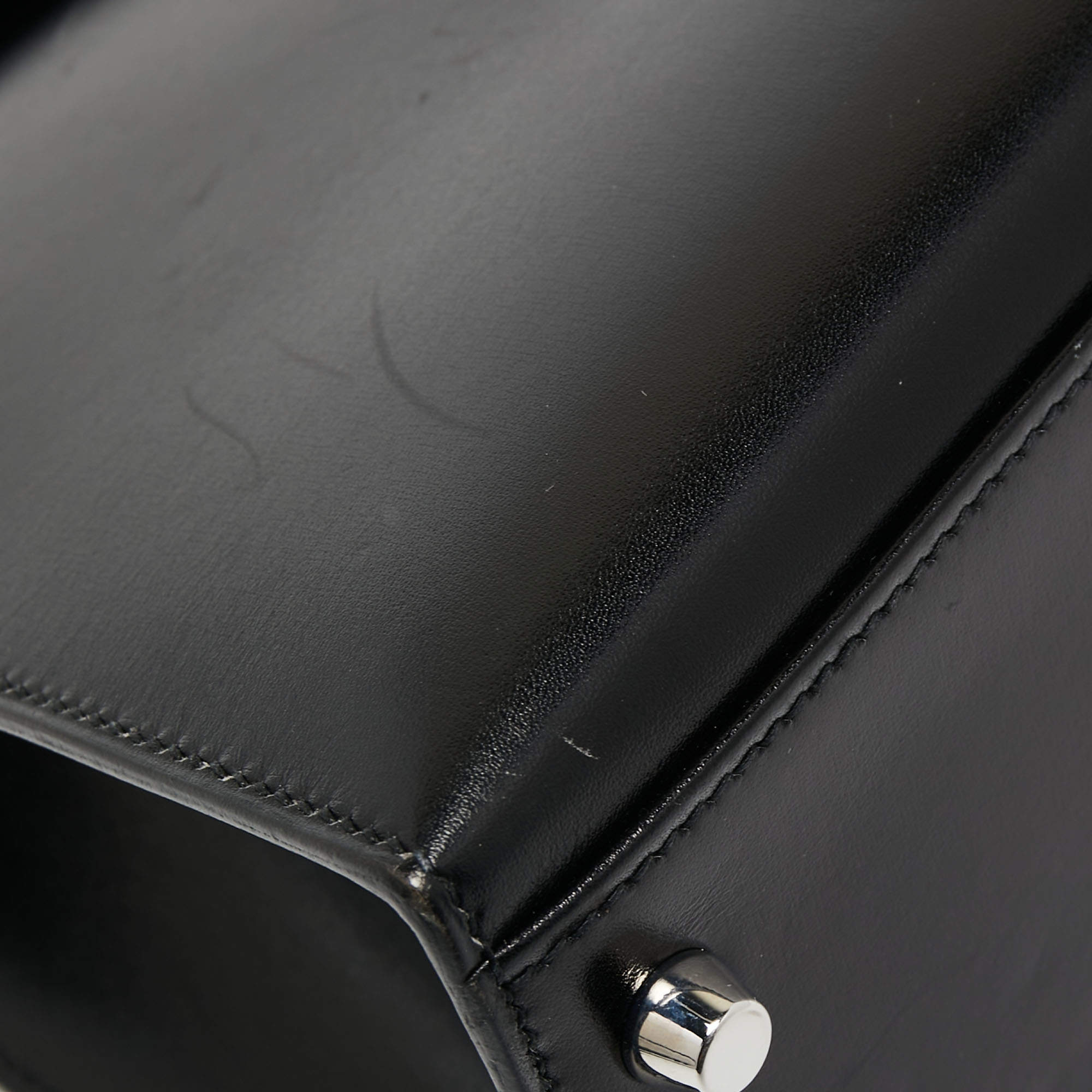 Hermes Kelly Bag 32cm Retourne in Black Box Leather with Palladium Har –  Sellier