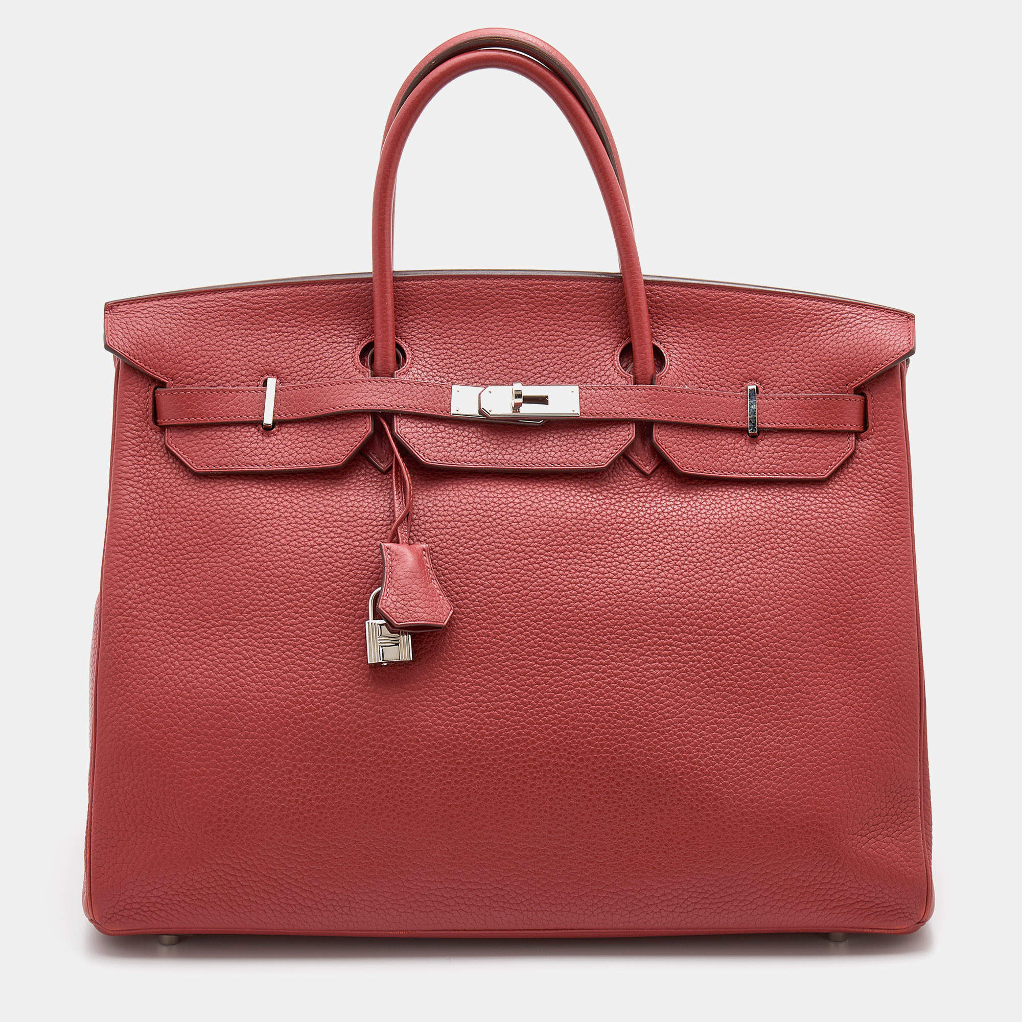 Hermes Sienne Taurillon Clemence Leather Palladium Finish Birkin 40 Bag
