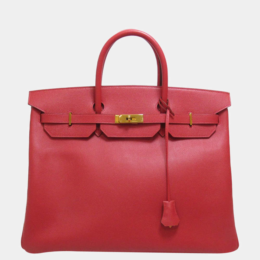 Hermes Red Courchevel Leather Gold Hardware Birkin 40 Bag 