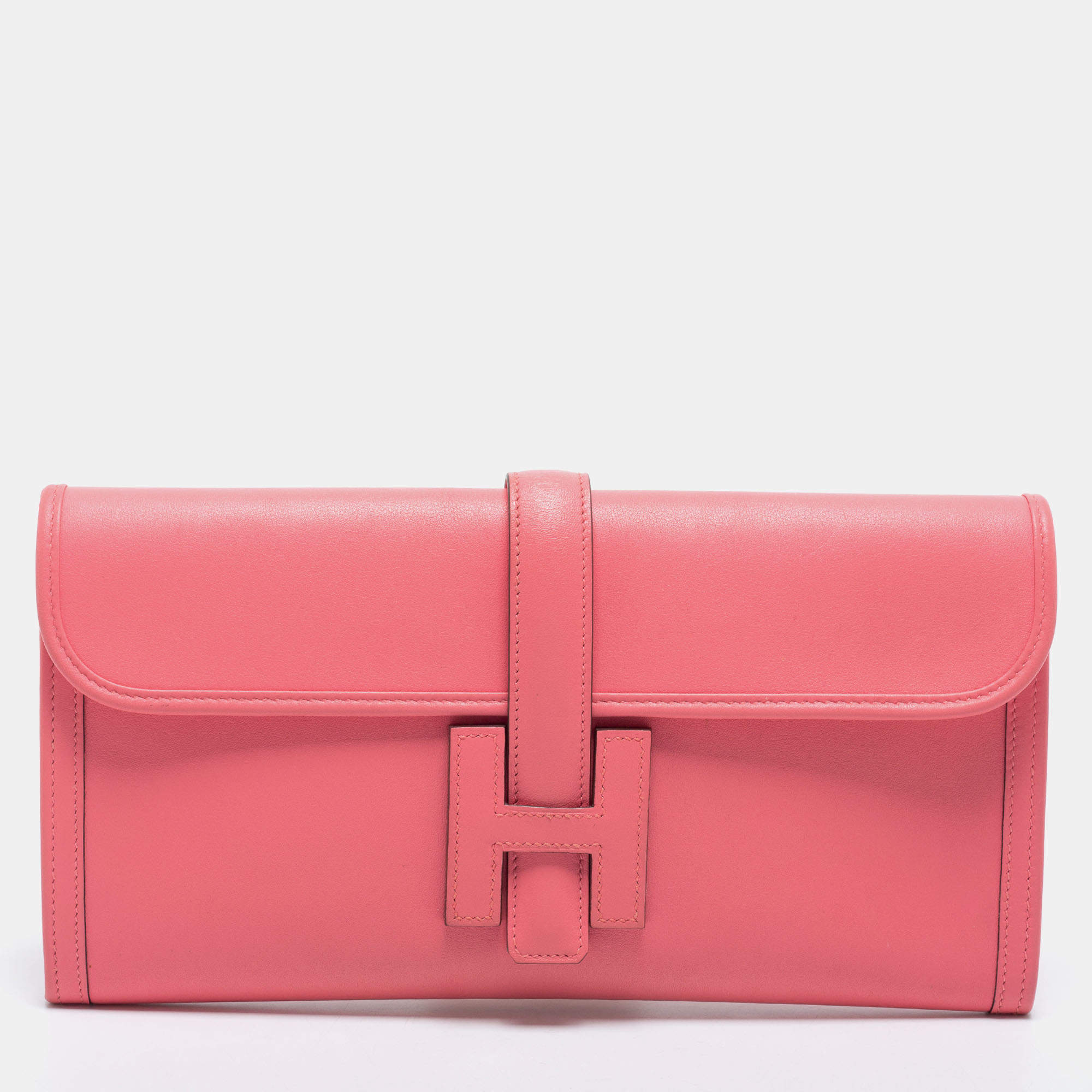 Pre Owned Hermès Rose Azalee Swift Leather Elan Jige 29 Clutch