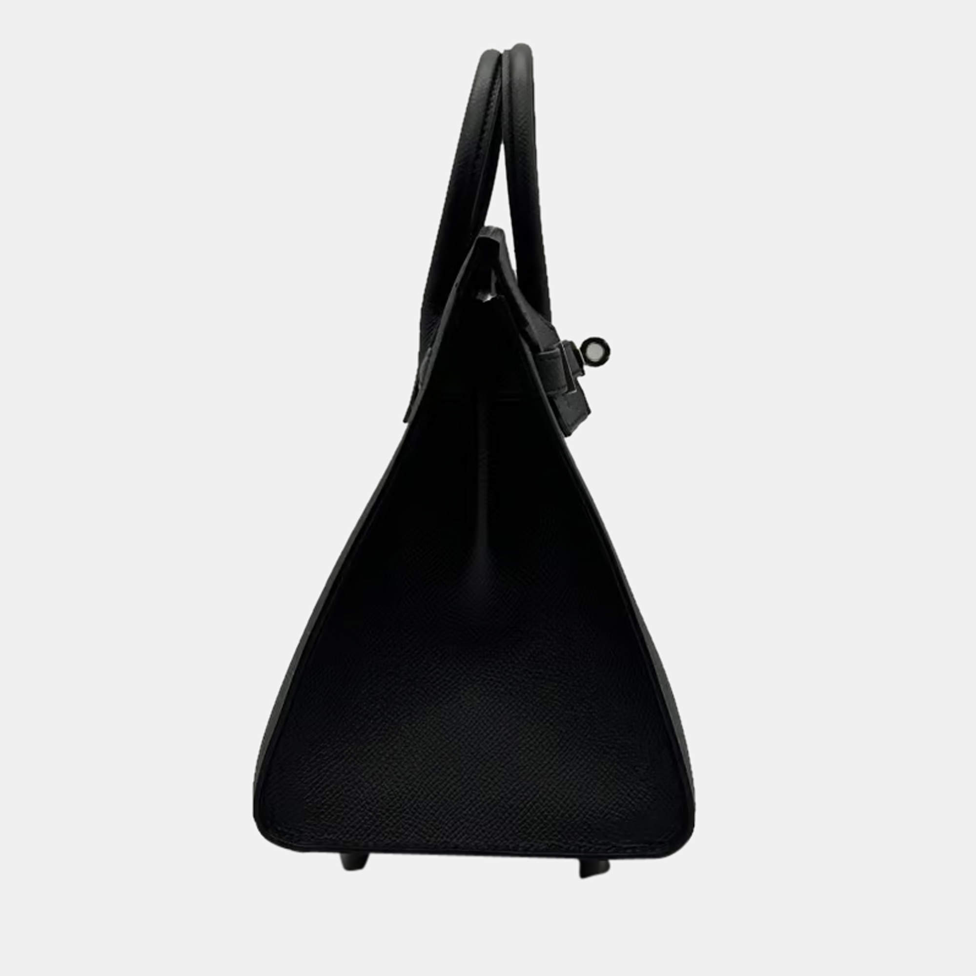 Hermès Kelly 25 Noir (Black) Epsom Palladium Hardware PHW