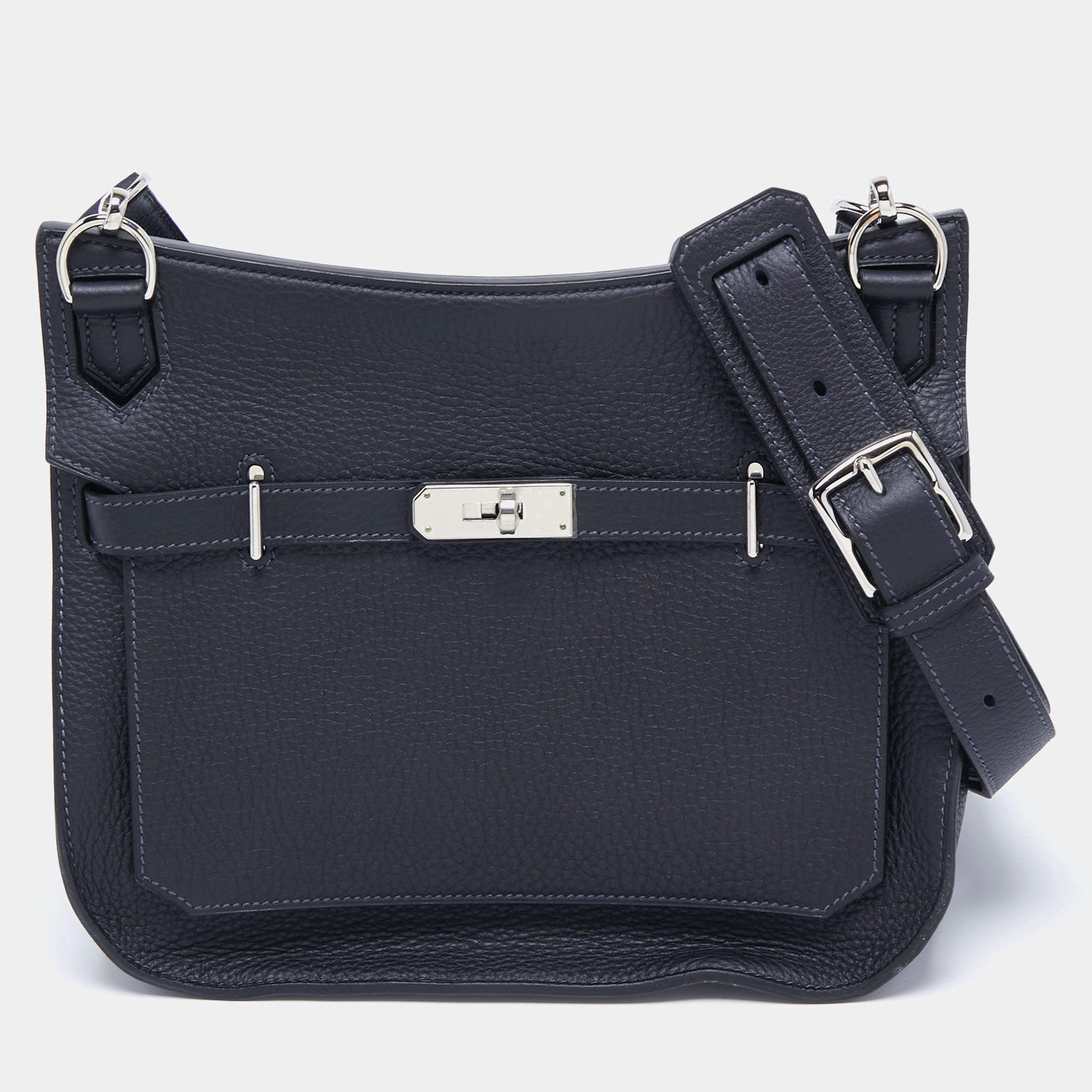 Pre Owned Hermes Blue Indigo Taurillon Clemence Leather Jypsiere 28 Bag