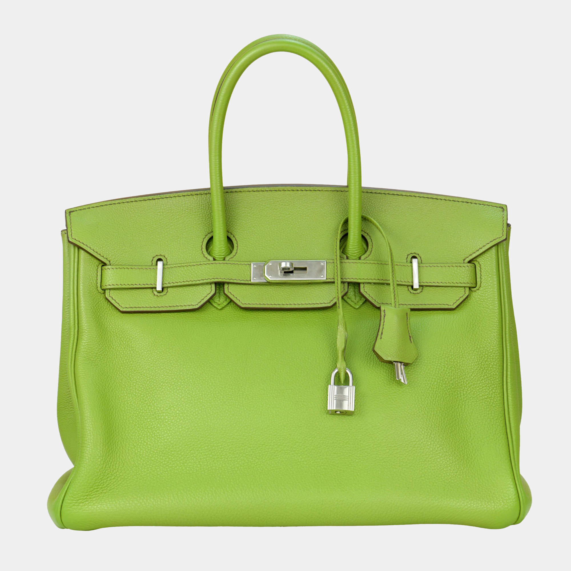 Hermes Anise Green Togo Leather Birkin 35cm with Silver Hardware