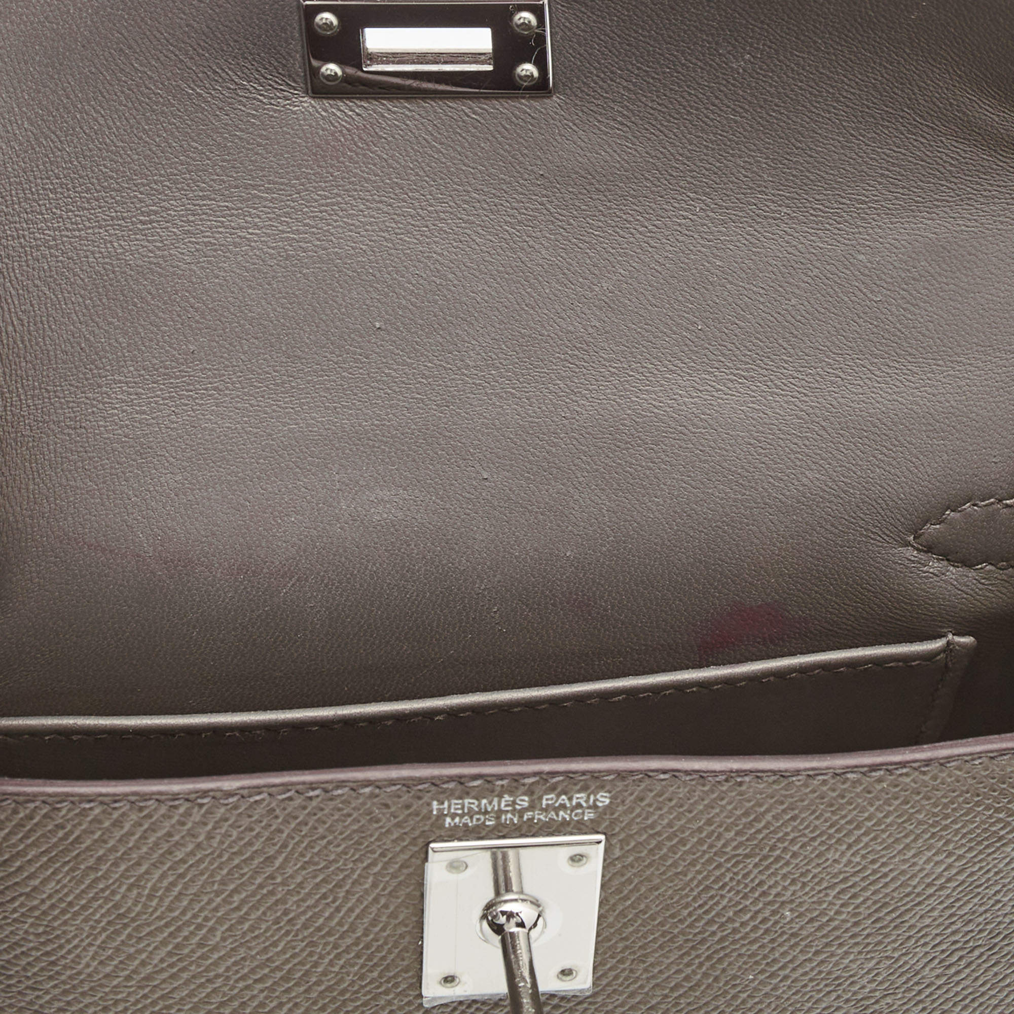 Hermès Etain Epsom Leather Palladium Finish Mini Kelly II Sellier