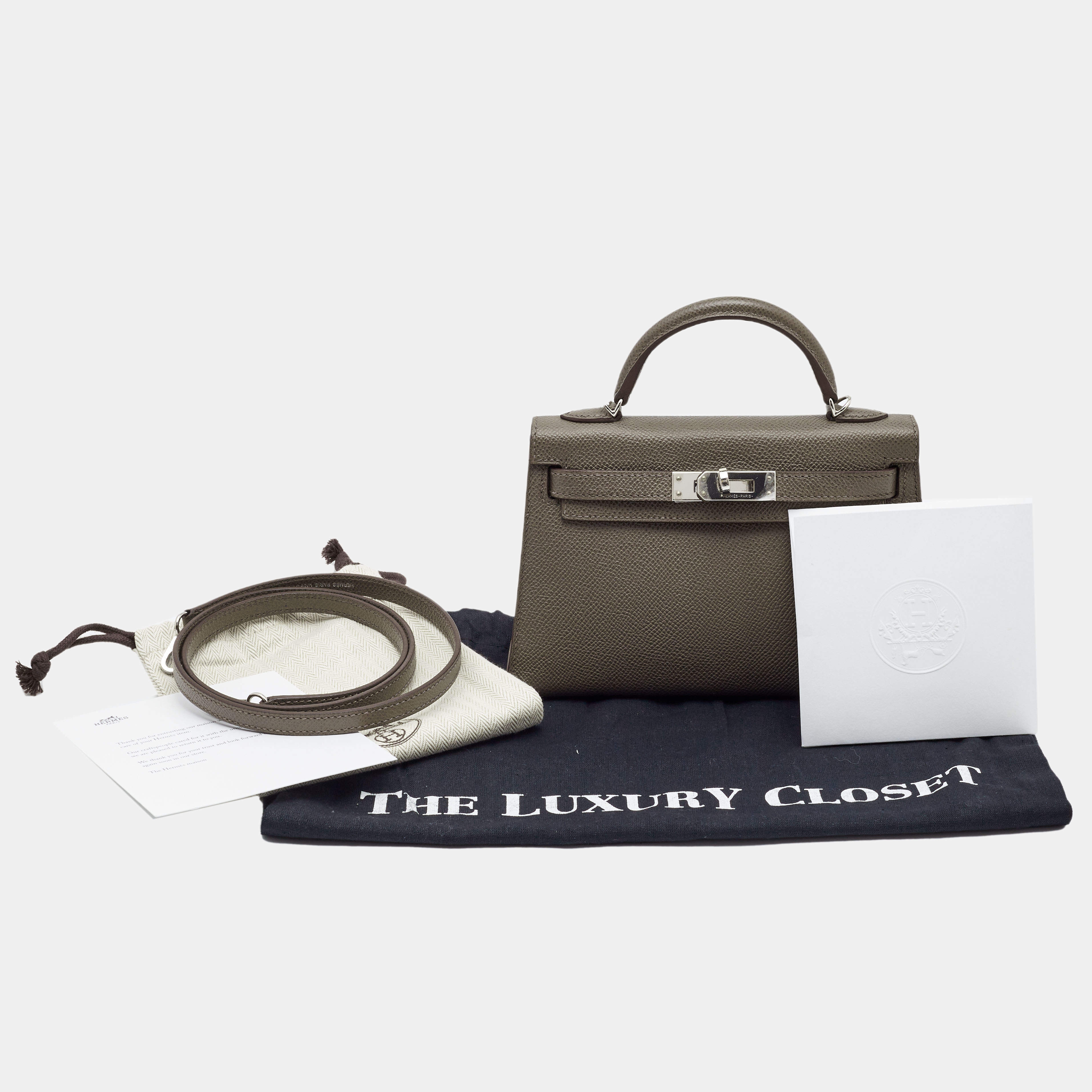 Hermès Etain Epsom Leather Palladium Finish Mini Kelly II Sellier 20 Bag  Hermes