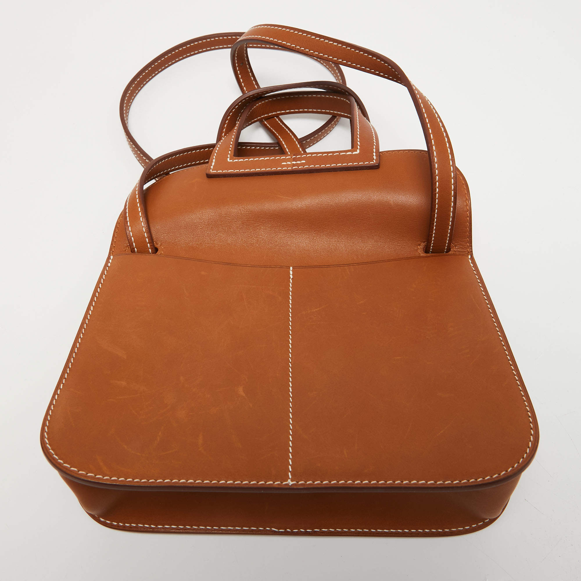 Hermes Fauve/Potiron Barenia Leather Halzan Mini Bag Hermes