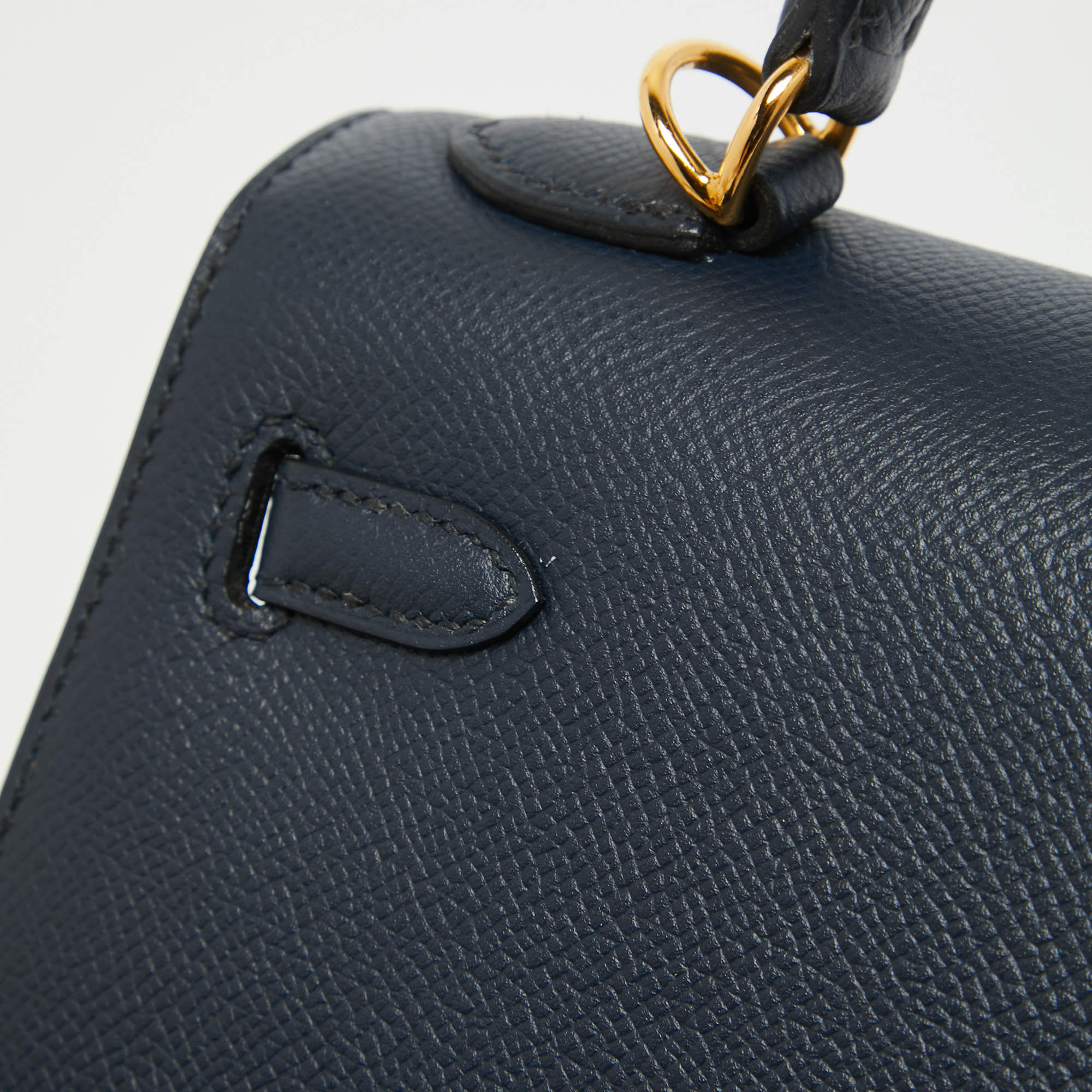 Hermes Blue Nuit Epsom Leather Gold Finish Kelly Sellier 25 Bag