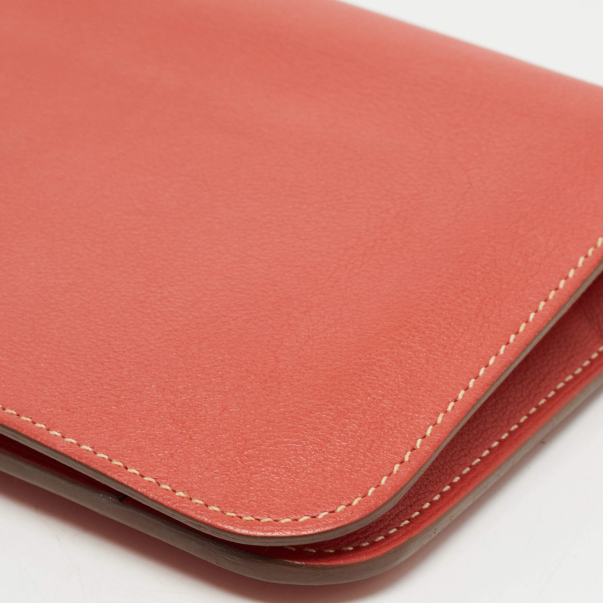 Hermes Hermès Dogon Red Leather Wallet () In Brown
