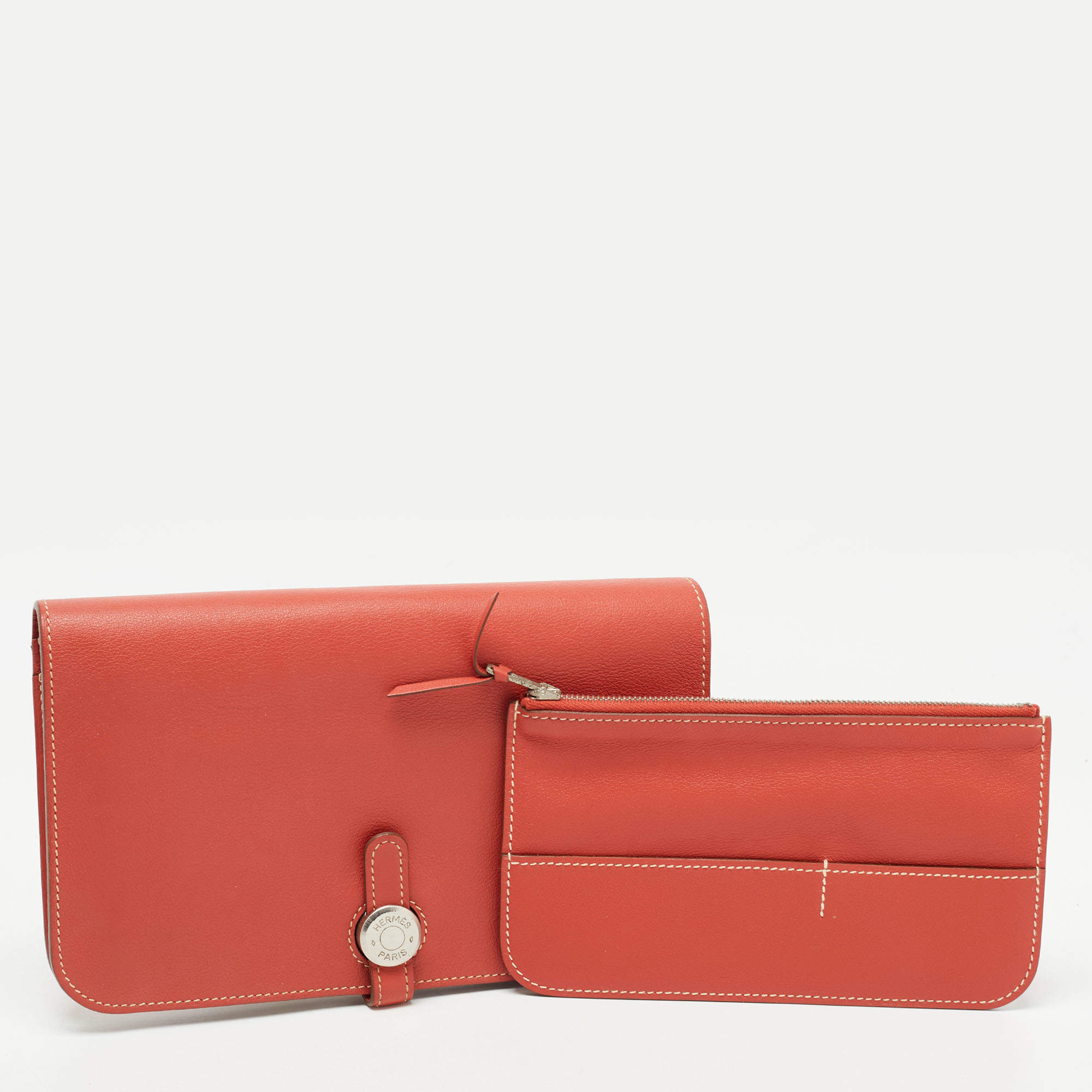 Hermes Dogon Compact Wallet Swift SHW Red