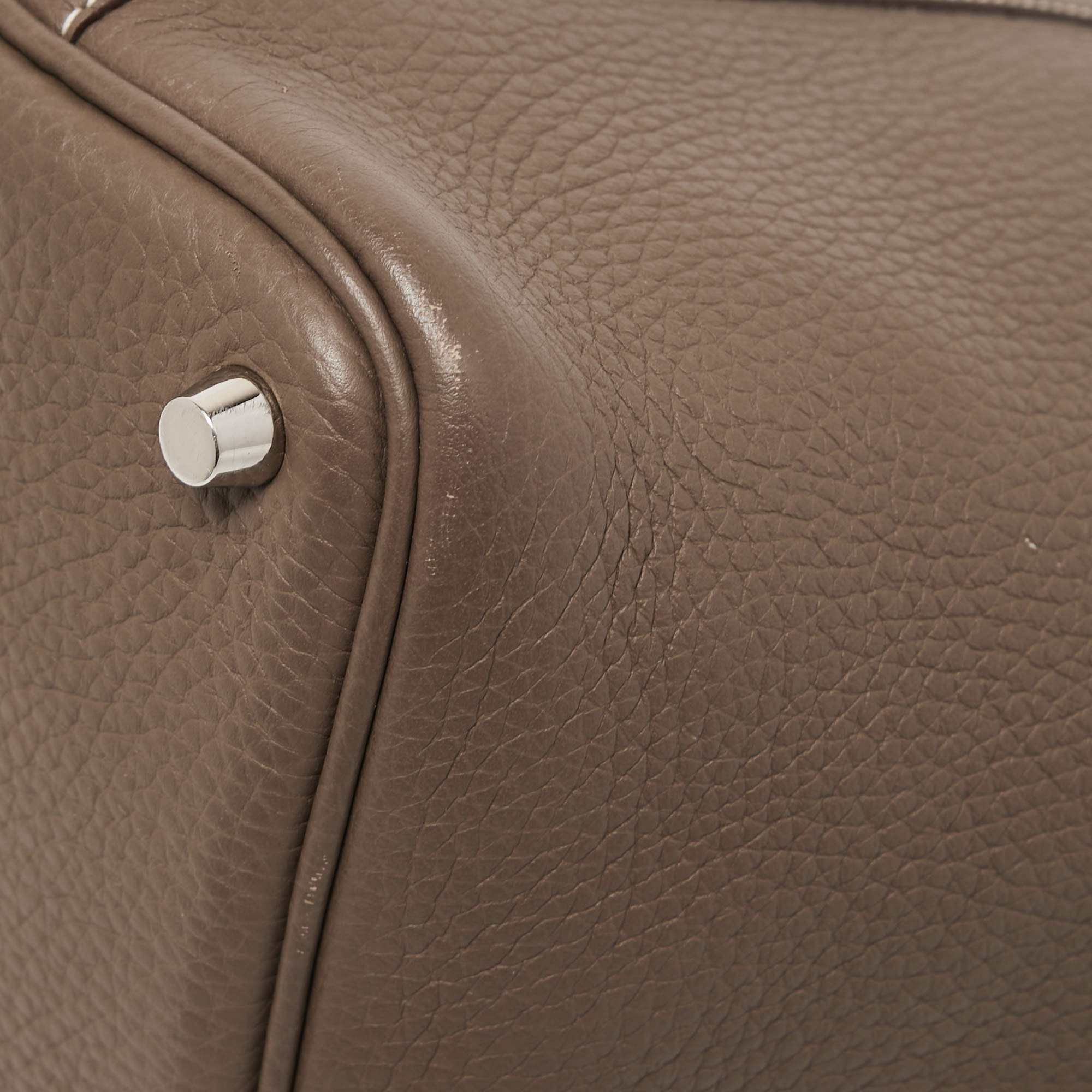 HERMES Cabasellier 46 Handbag Taurillon Clemence Leather Etoupe