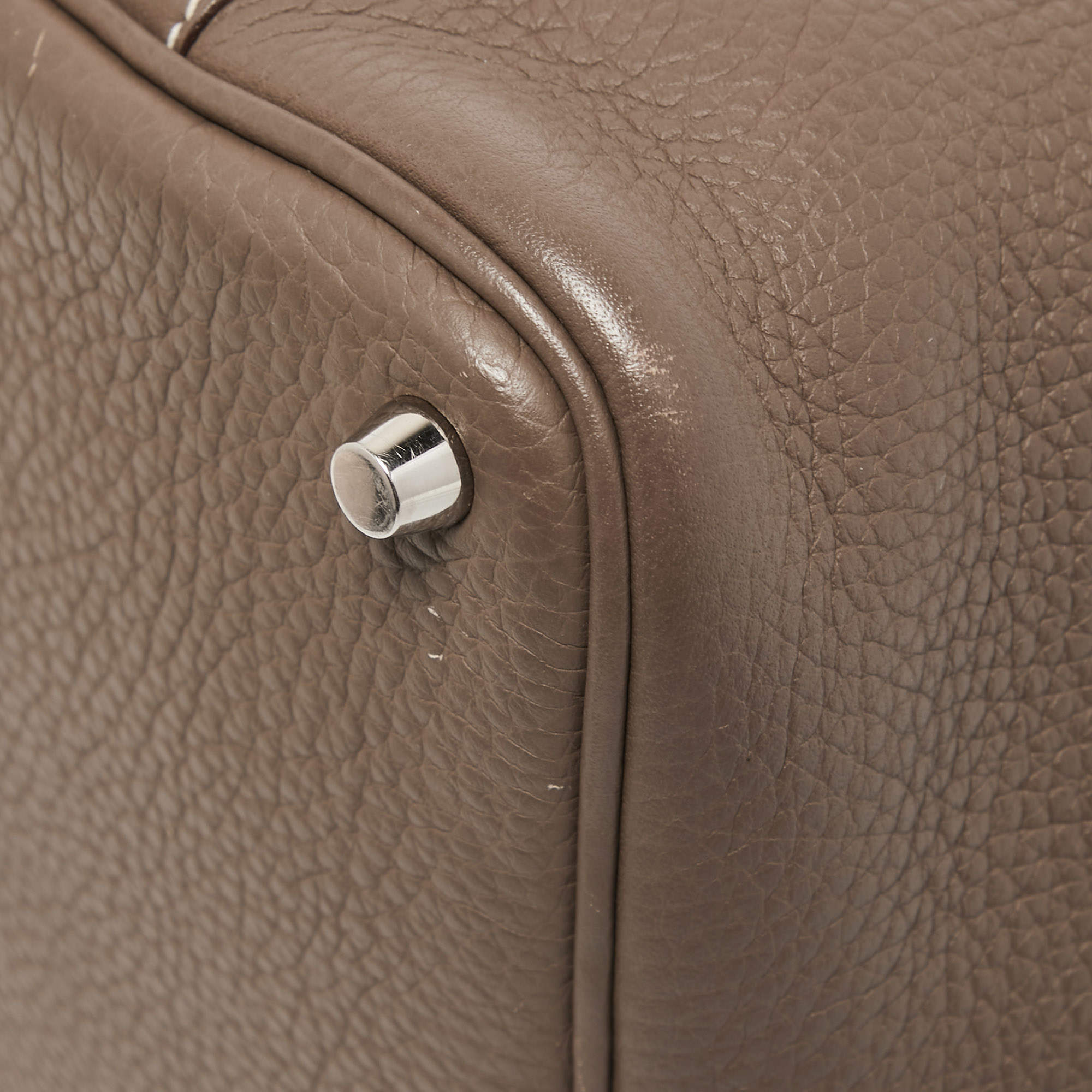 Hermes 31cm Gris Pearl Clemence Leather Picotin Lock TGM Bag - Yoogi's  Closet