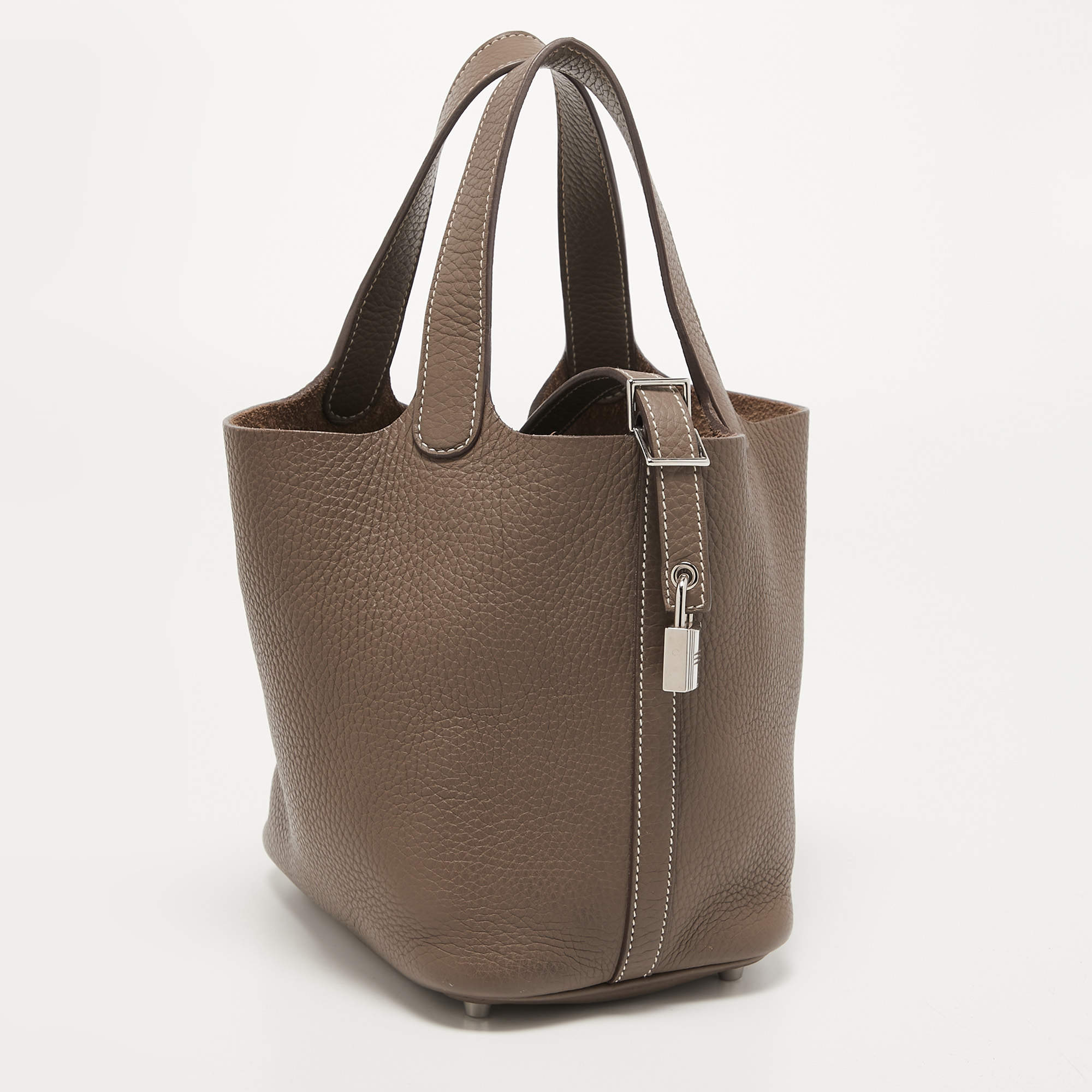 Picotin leather handbag Hermès Grey in Leather - 31732128