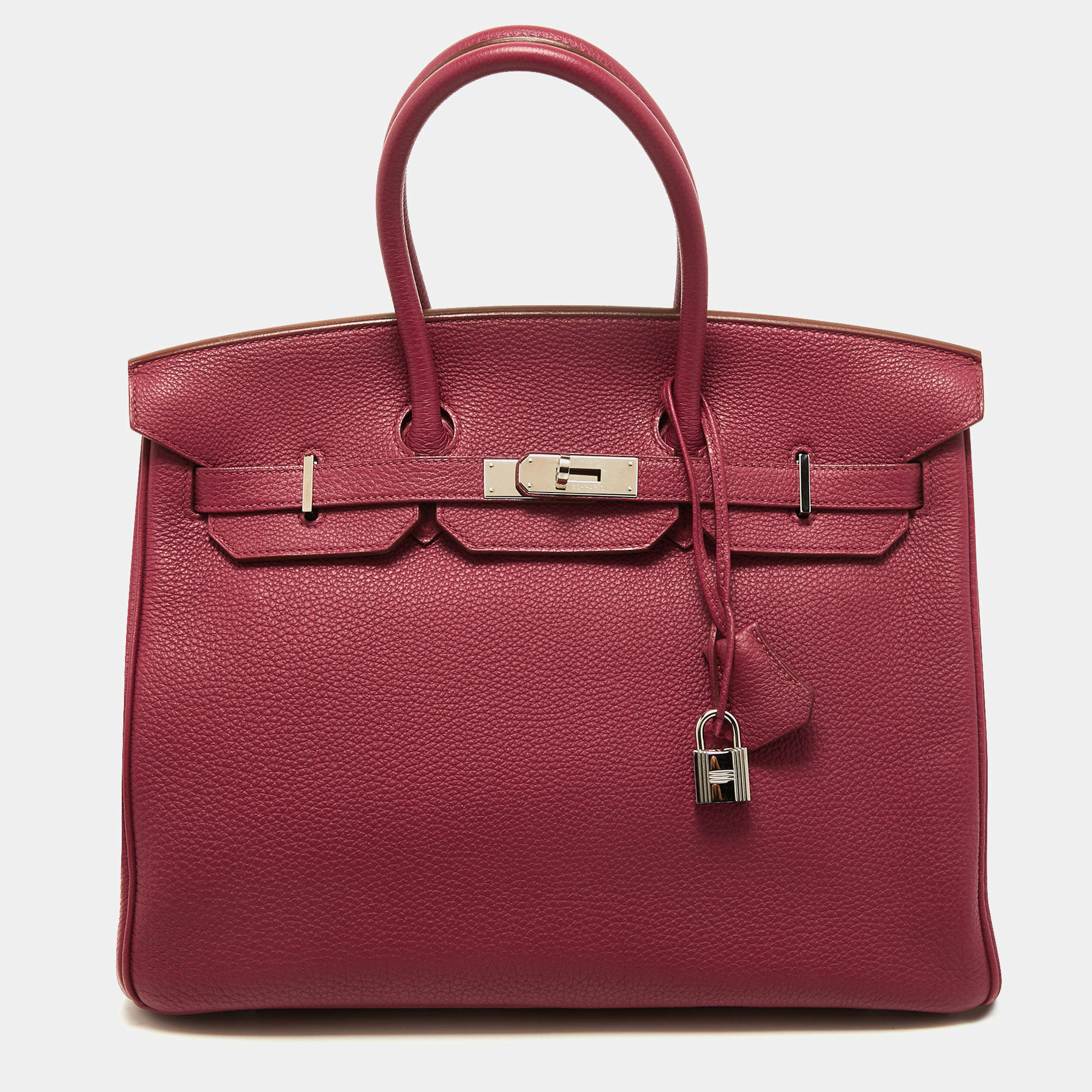Hermes Tosca Togo Leather Palladium Finish Birkin 35 Bag