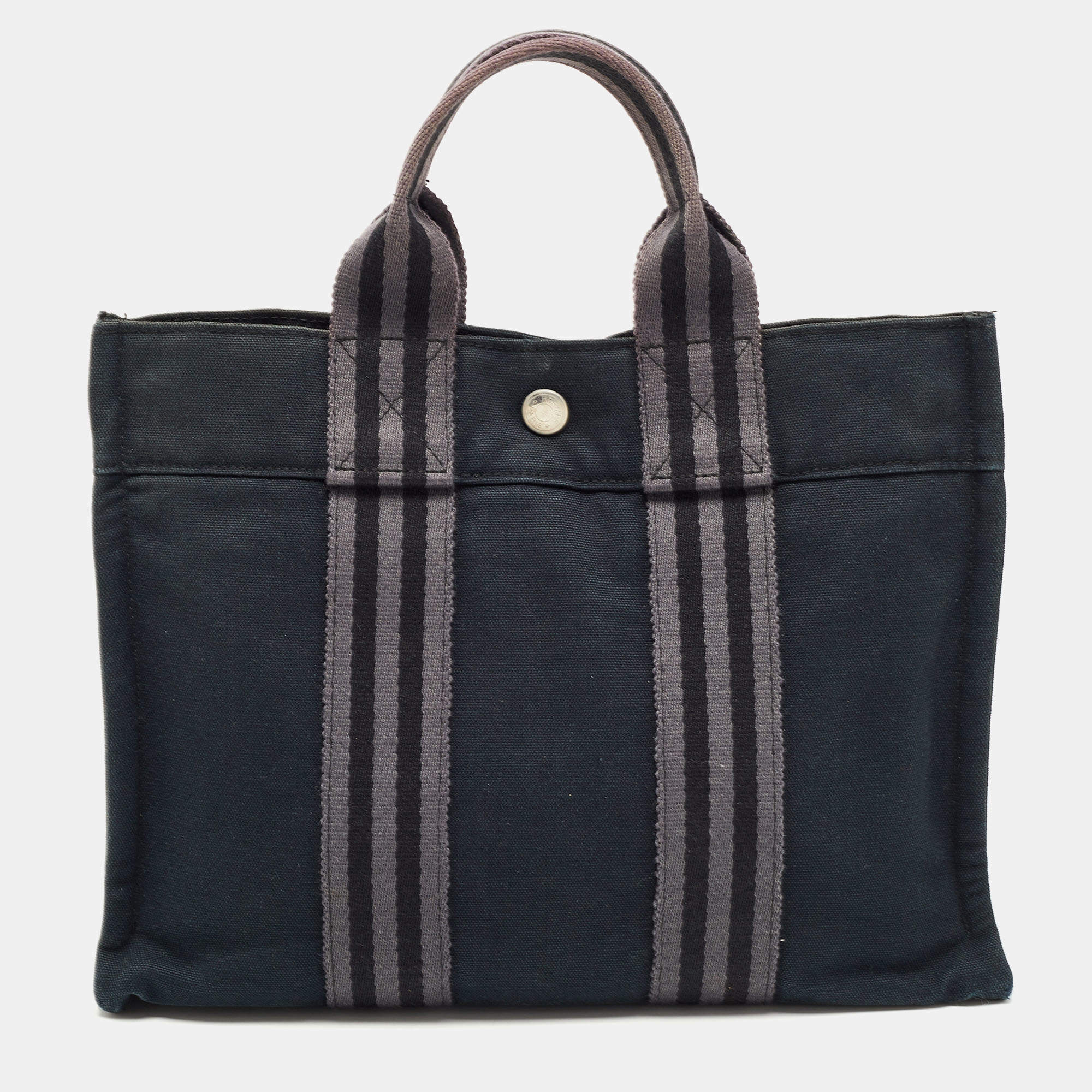 Pre Owned Hermes Black/Grey Canvas Fourre Tout PM Bag