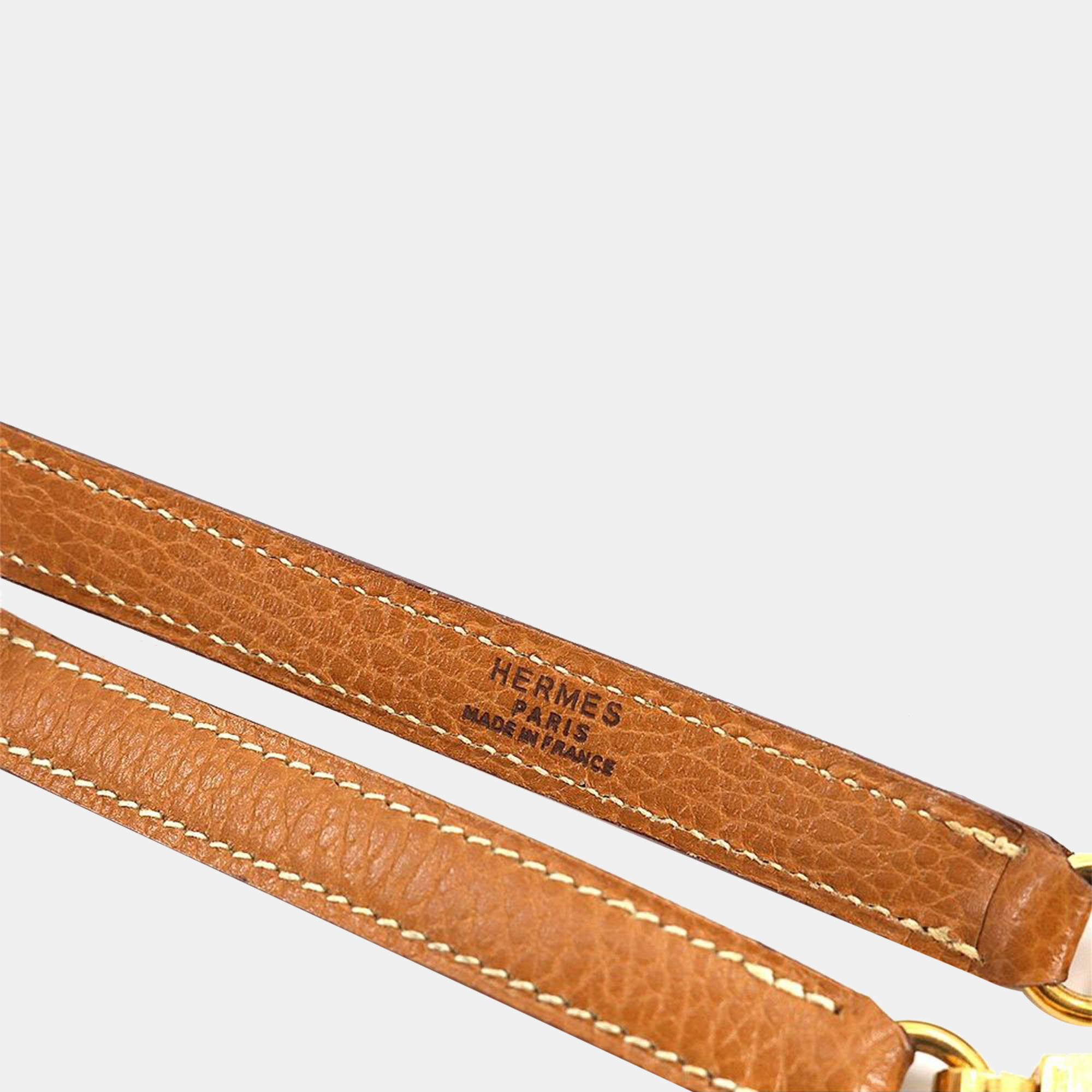 RARE New Hermes Kelly Pocket strap 105cm Neutral Tan Gold Biscuit Bolide