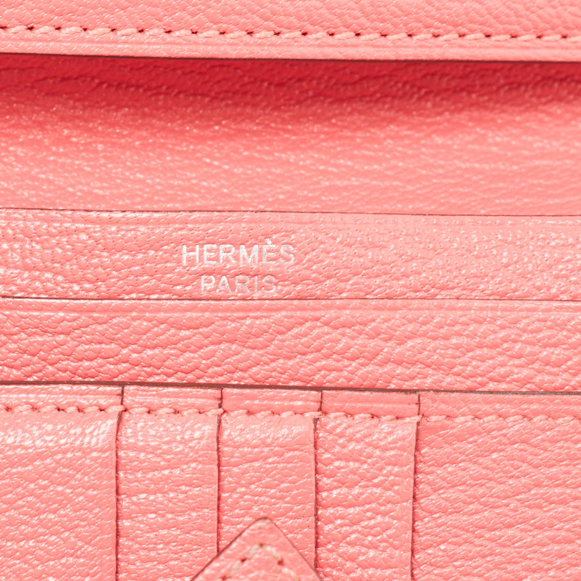 Hermes Rose Lipstick Chèvre Bearn Compact Wallet