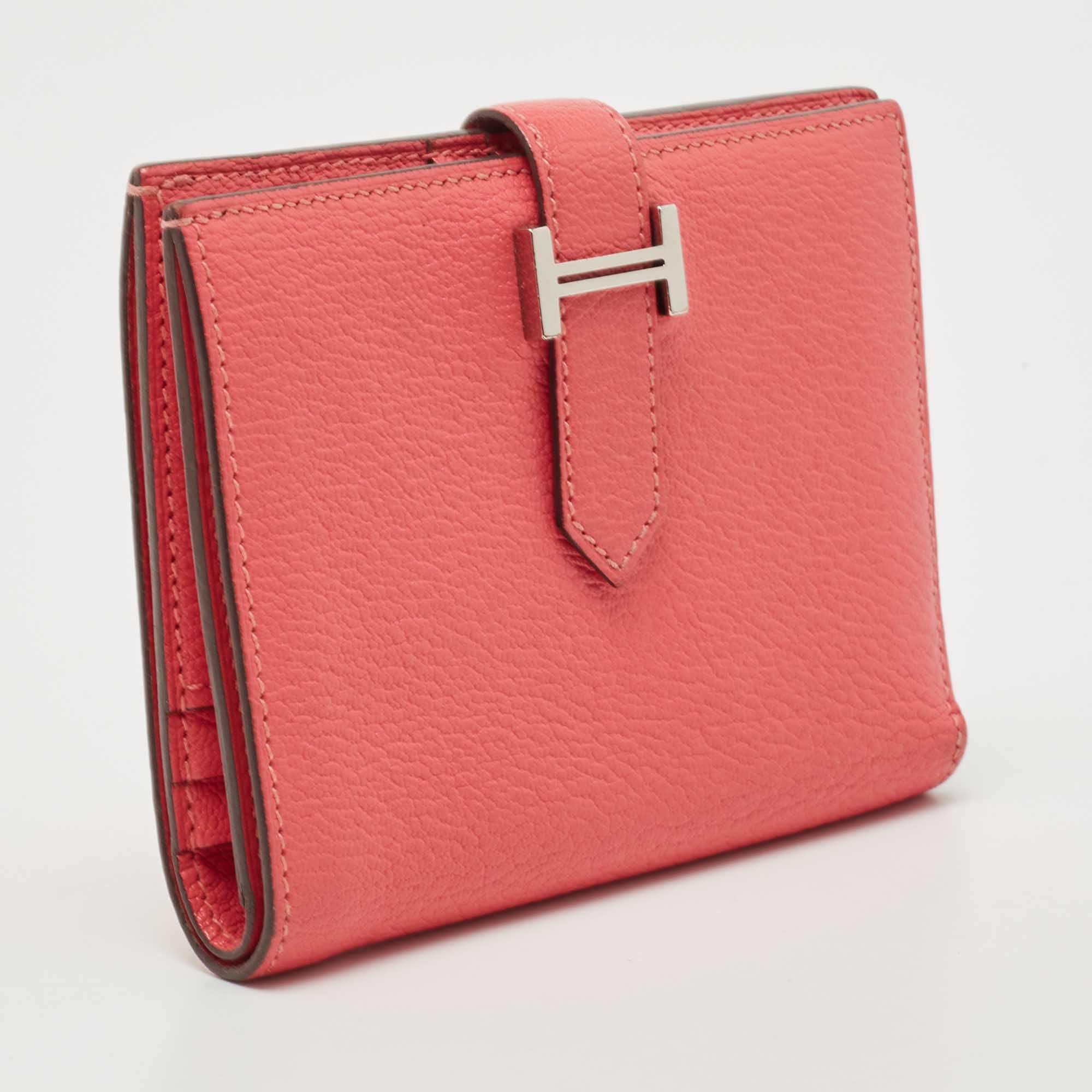 Hermes Rose Confetti Pink Bearn Compact Card-Holder Wallet Case Perfec -  Chicjoy