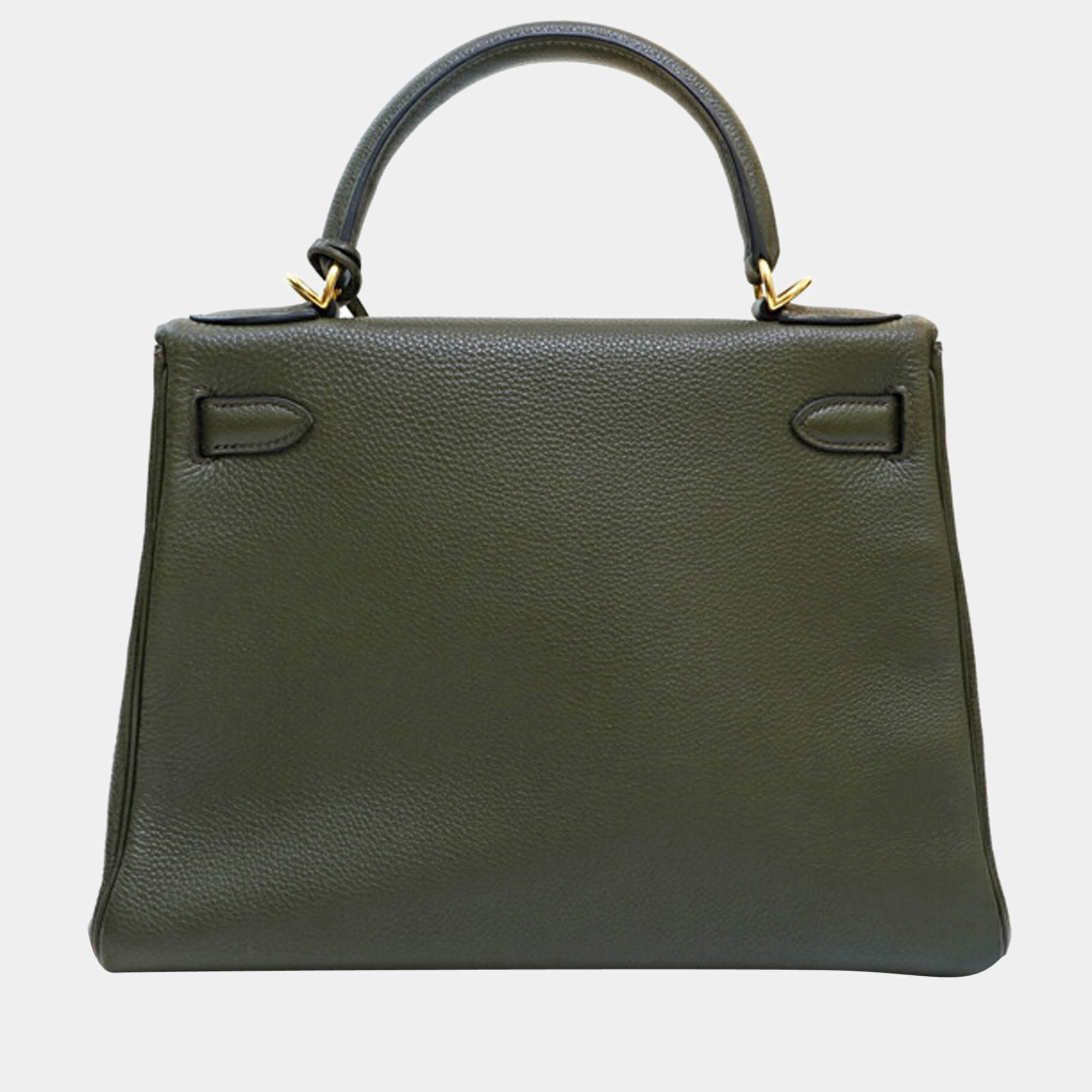 Hermes Green Togo Leather Gold Hardware Kelly Retourne 28 Bag