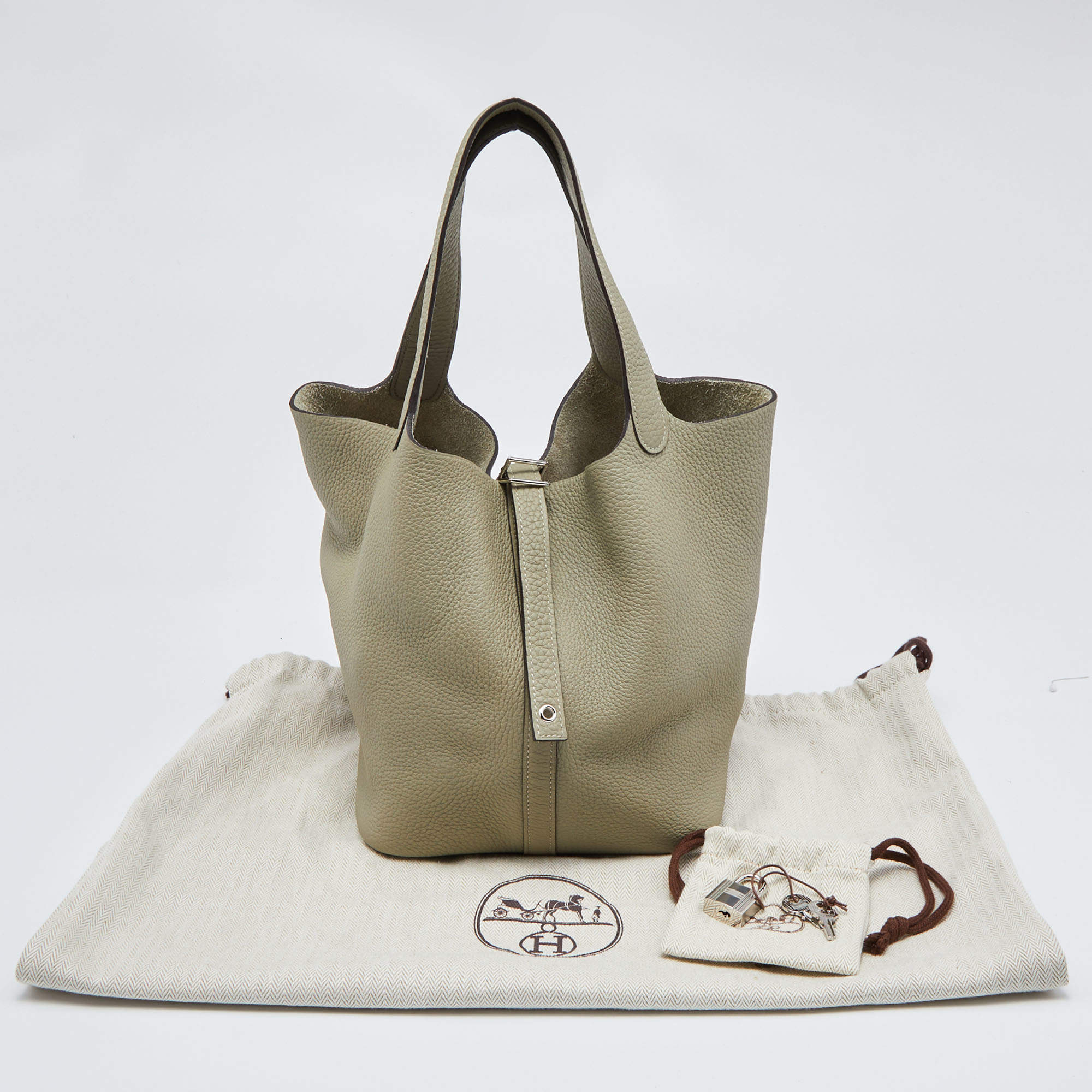 Hermes Picotin Lock GM Etoupe Handbag Taurillon Women's