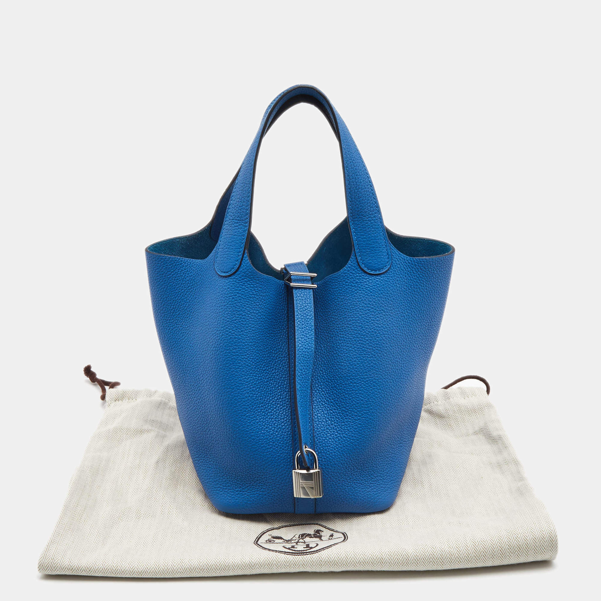 Hermès Hermes Bleu Jean Togo Picotin 18 Phw Blue Leather ref.637117 - Joli  Closet