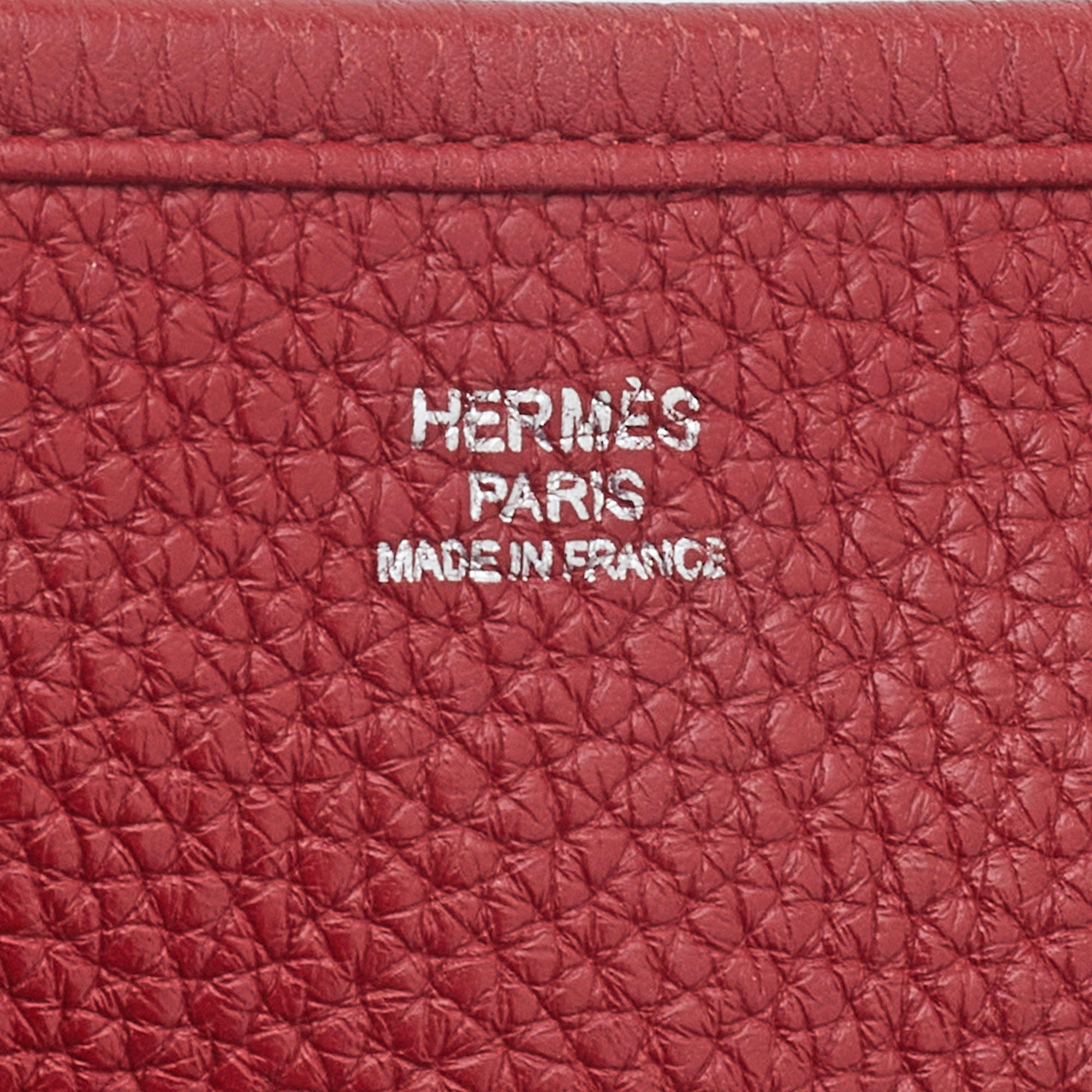 Hermes Rouge Tomate Clemence Leather Evelyne III GM Bag - Yoogi's Closet