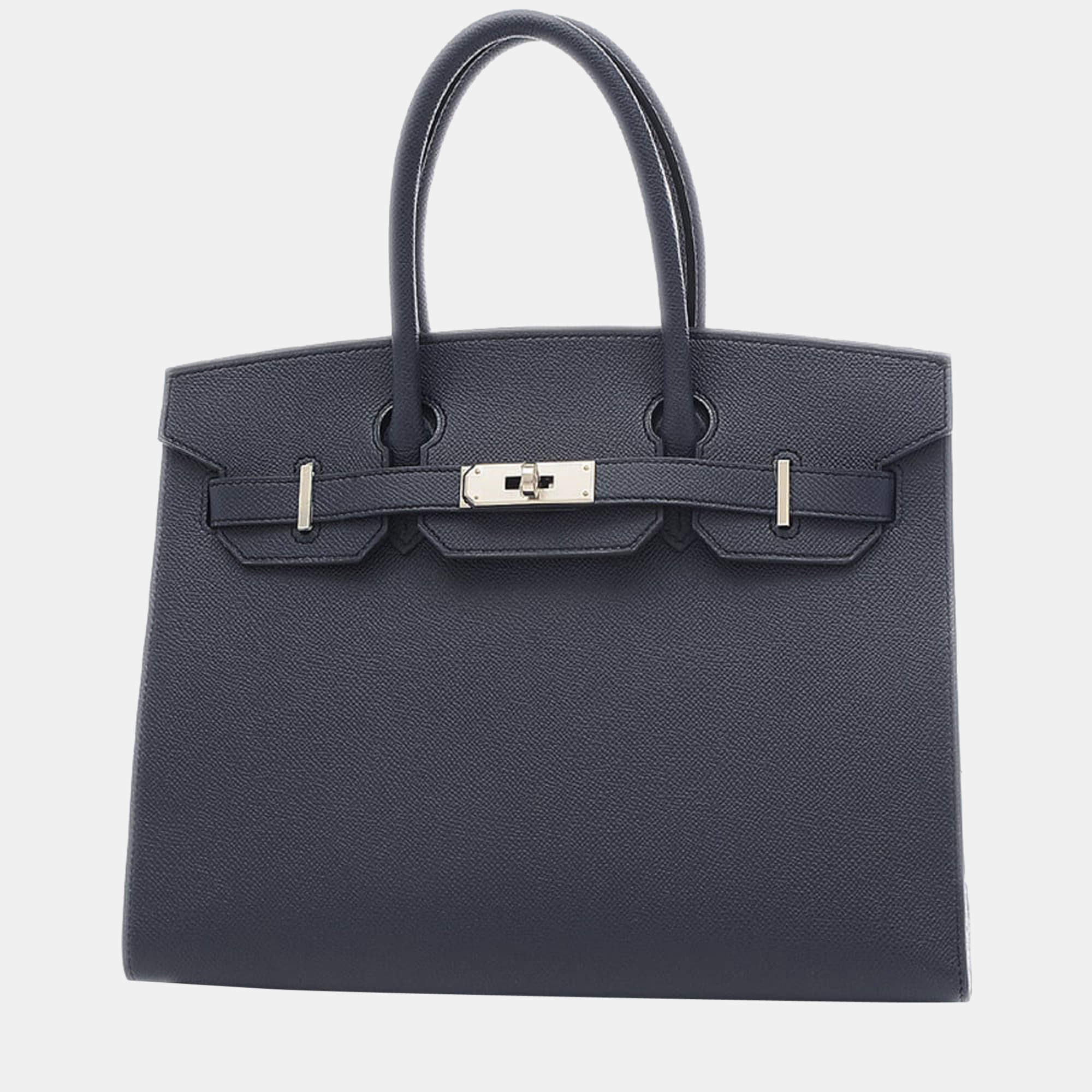 Hermes Birkin bag 30 Blue indigo Epsom leather Silver hardware