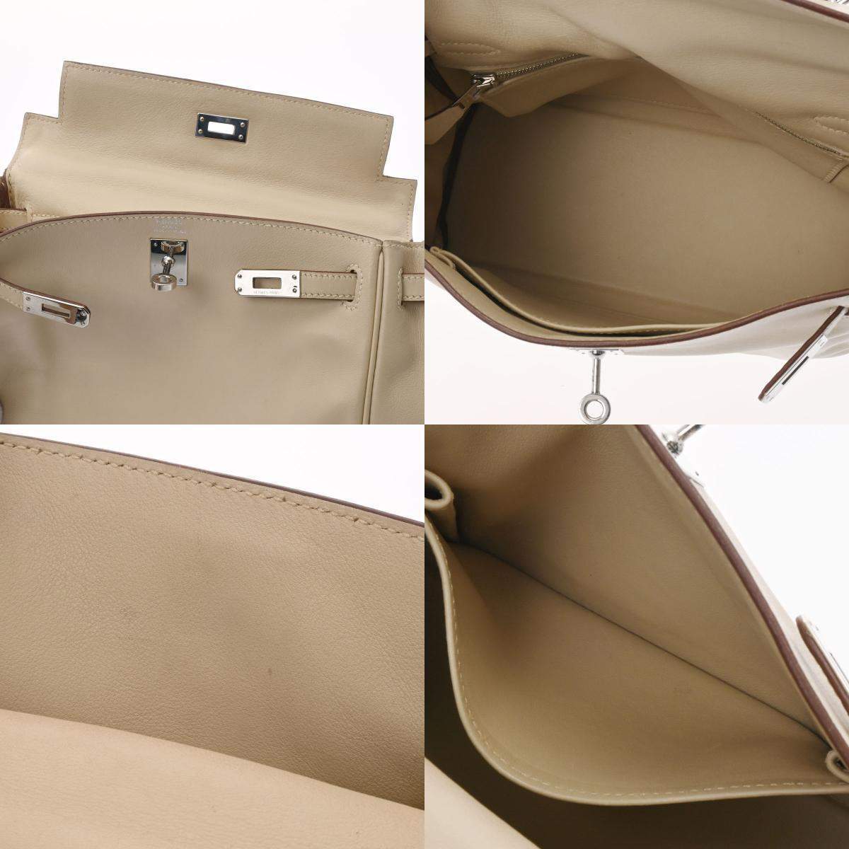 Hermes Beige Swift Leather Palladium Hardware Kelly Retoune 25 Bag Hermes