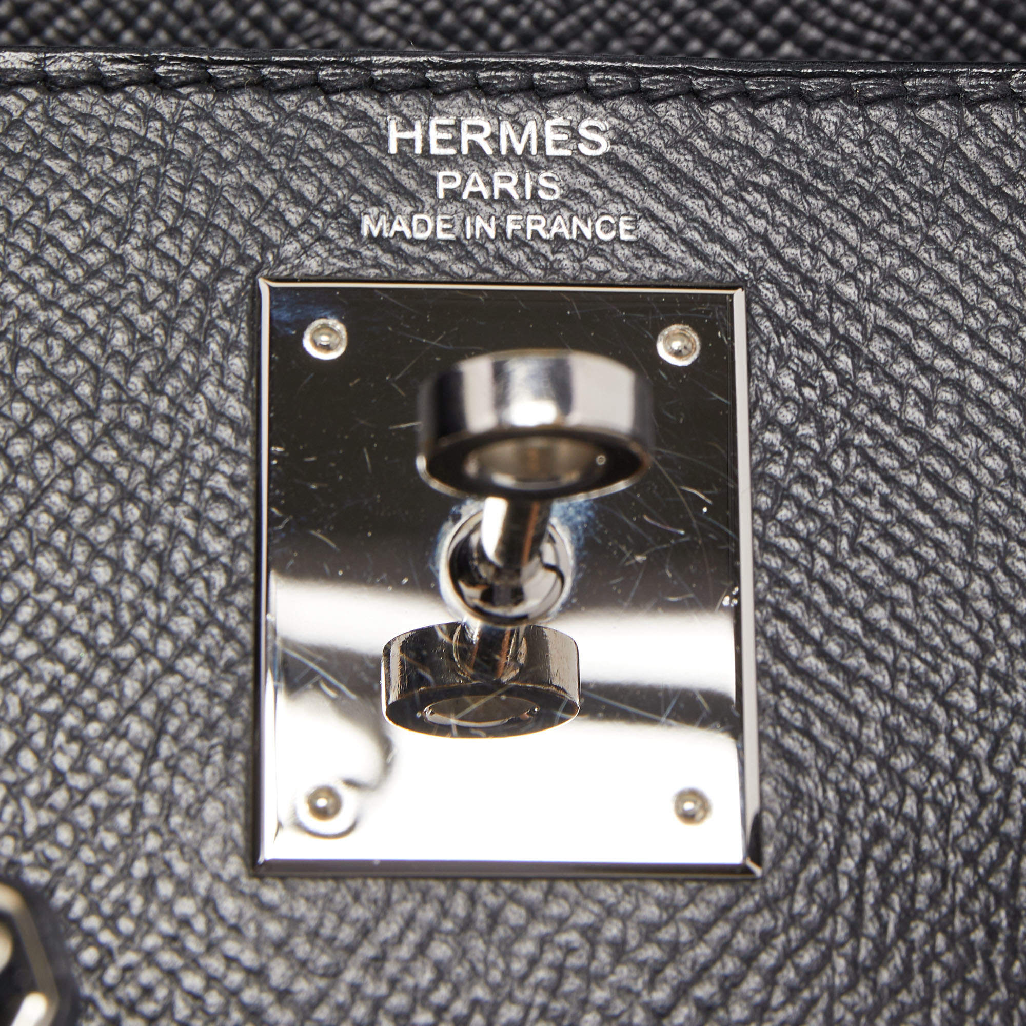 Hermes Kelly 28 Sellier Noir Black Epsom Palladium Hardware #D