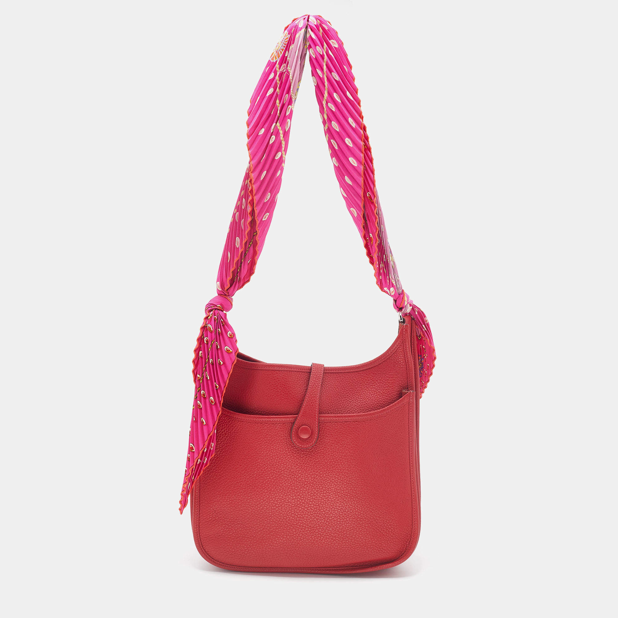 Hermes Rouge H Togo Leather Evelyne I Bag.  Luxury Accessories