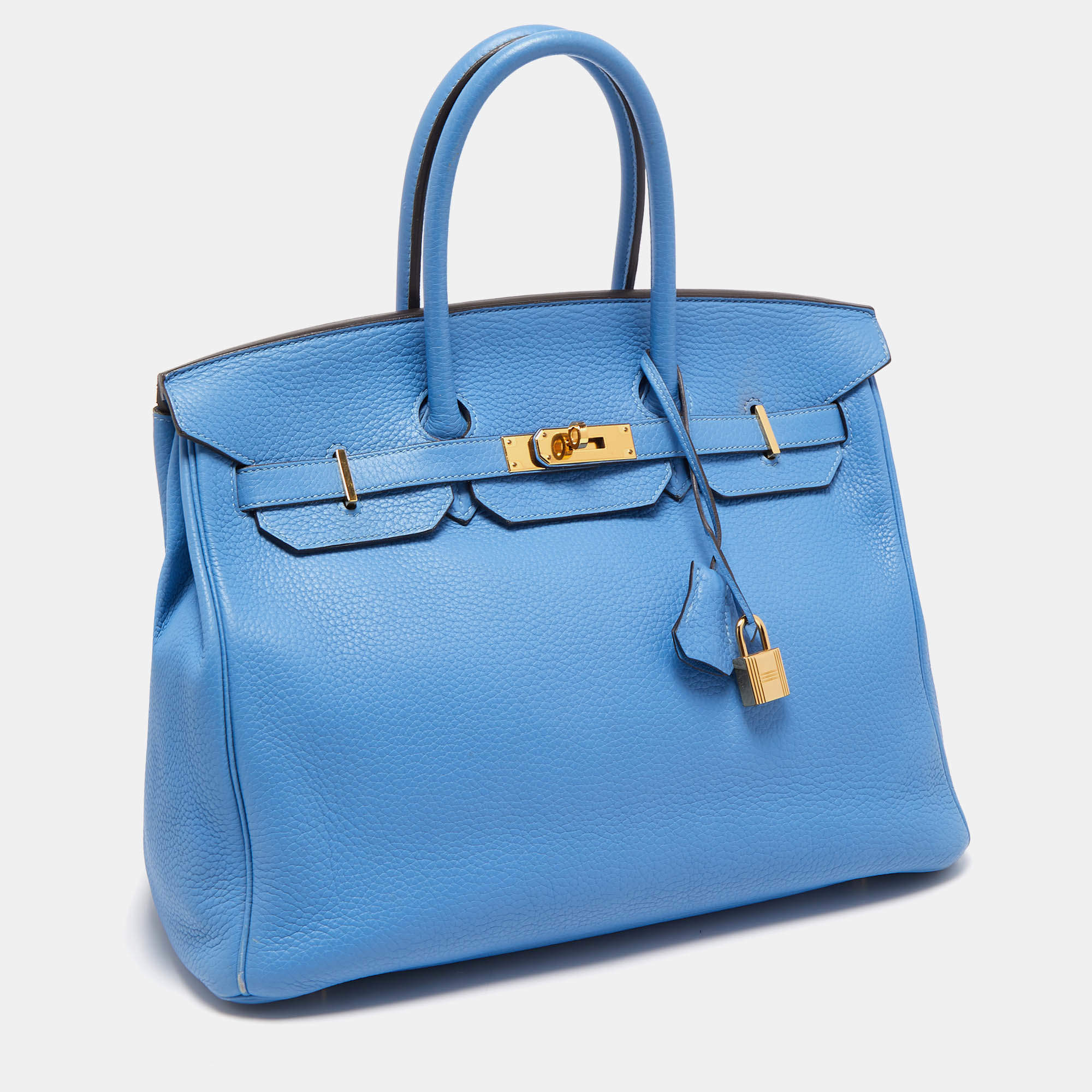Sold at Auction: Hermes Bleu Paradis Swift Leather Bolide Mou 35